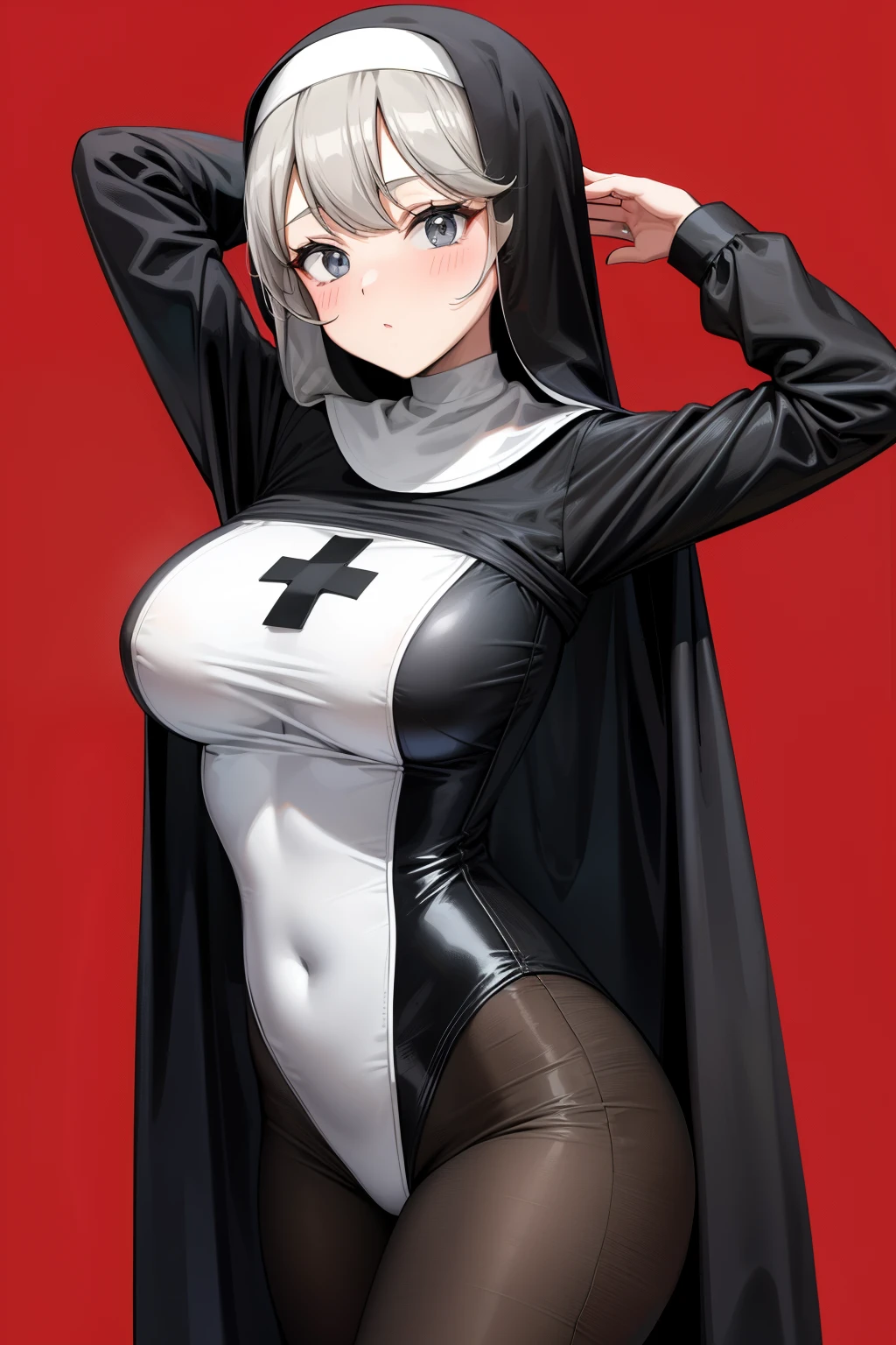 Cute girl, nun ,She is dressed as a nun ,Cross , adult girl,, sexy body,