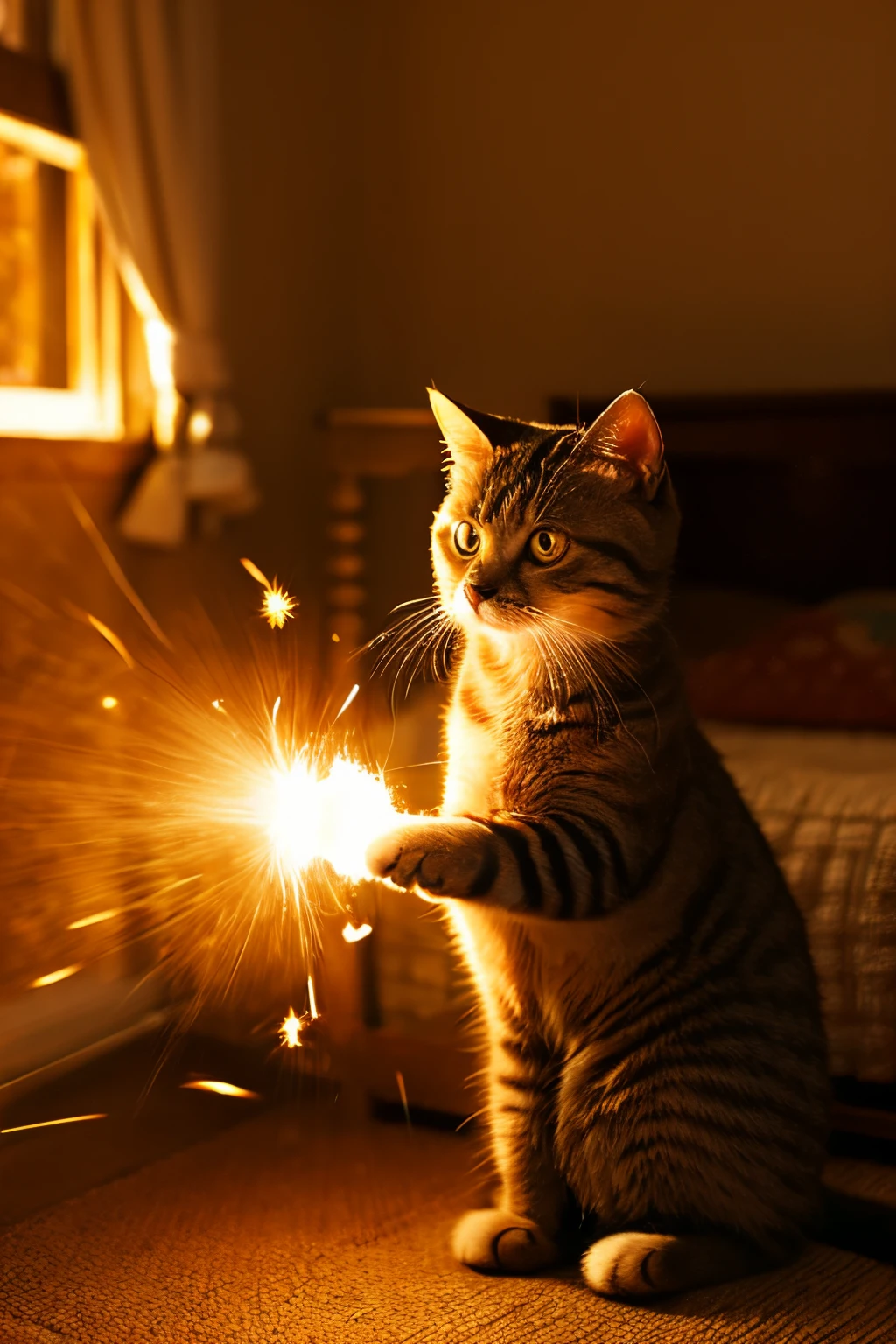 A cat that emits light magic