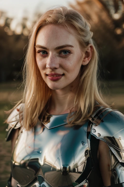 Ultra realistic photography of dbwl woman with (((many huge beauty marks on her) ) natural pale white skin)  ,  ((wearing chrome knight (armor))), 
,  SFW,  
 ((full body portrait)), ((fighting stance)),   natural (  (pale light blonde eyelashes) )blue eyes, medieval background, 
 detailed Natural pale white skin  with (((many huge round beauty marks))) , smile, (light pale blonde eyebrows), side_buns_hairstyle,
 in frame,  happy, sexy, 
detailed, natural light blonde,  outdoors, sunny, high resolution, photograph, RAW photo, cinematic lighting, chr0me4rmor,