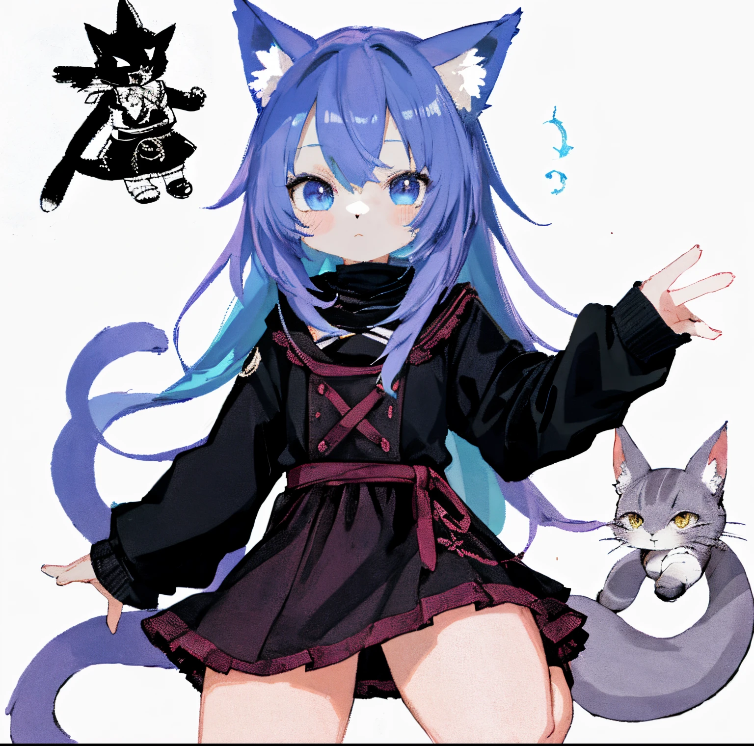 Chica anime con cabello azul y vestido negro con orejas de gato., Chica anime con orejas de gato, linda catgirl de anime, Anime Catgirl, Anime Moe Artstyle, Muy hermosa chica gato anime, Hermosa catgirl de anime, gato anime, (Chica anime), Estilo anime 4K, Arte de anime digital!!, Anime style. 8k, Chica con orejas de gato, anime artstyle