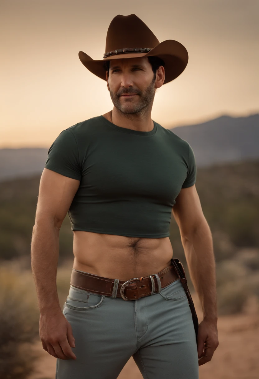 paul rudd, jockstrap, wearing a crop-top male nude with a cowboy hat, naked, full body, a crop top, HD 8k high quality, gay, cropped t-shirt