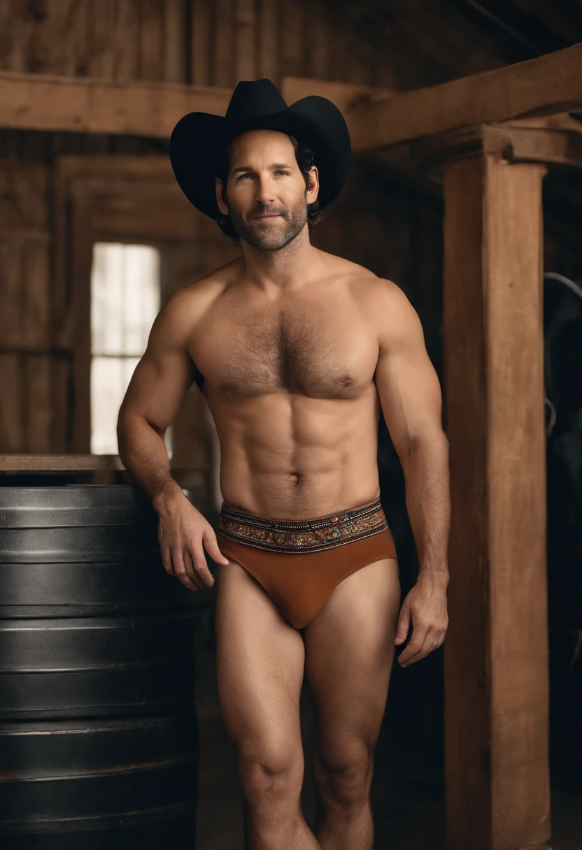 paul rudd, jockstrap, wearing a crop-top male nude with a cowboy hat, naked, full body, a crop top, HD 8k high quality, gay, cropped t-shirt