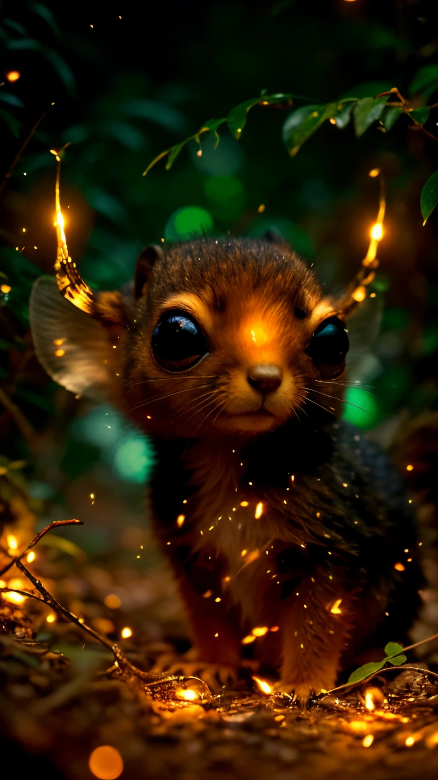 真实感, Realism, Squirrel, tasseled ears, small screwed horns stick out near the ears, silver wool, furry tail, tmasterpiece, Brad Jongsan walks in the jungle (Night of the Fireflies), (higly detailed: 1 1), rough face, natural skin, hiquality, NSFW, pretty eyes, (Detailed face and eyes), (s face: 1 2), tumult, Complementary, real-photo, ....PSD, Lightweight Film Photography, sharp-focus, contrast lighting, Detail Skin, high resolution 8k, Crazy detailing, Realistic, professional photo of a, 8K UHD, dslr, soft light, hiquality, film grains, Fujifilm XT3