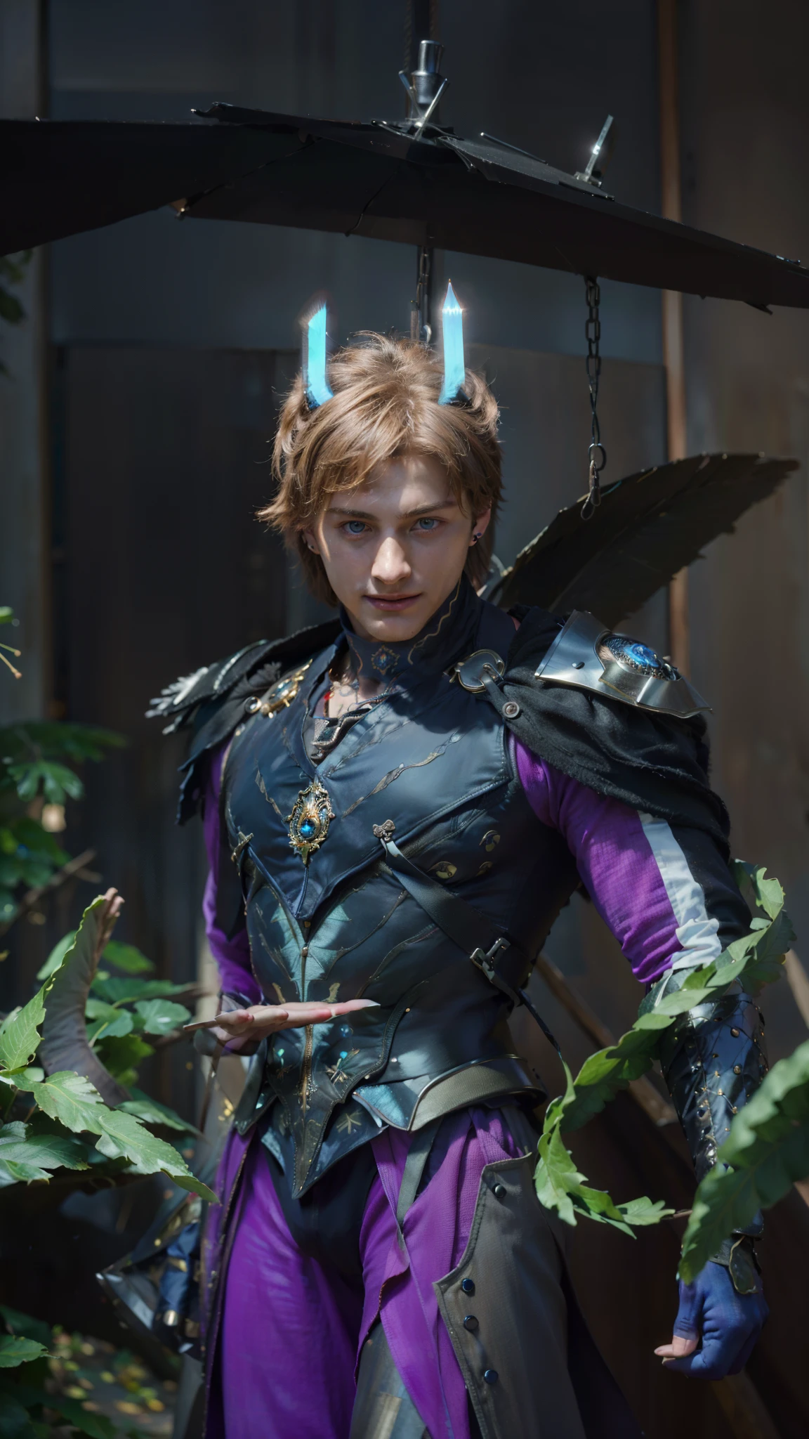 masculine male, masterpiece, ((perfect eyes)) best quality, (semirealism:1.9), beautiful lighting, (extremely detailed CG unity 4k fhd wallpaper), High Detail, Sharp focus, dramatic outdoors, 1 boy ,19 years old, blue eyes, smile, royal matador.