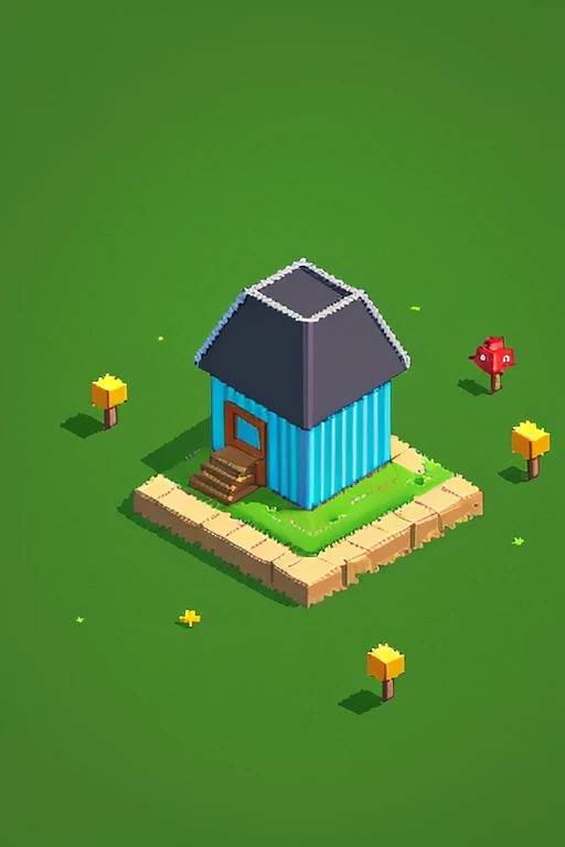 Pixel art, no human, no house, no animals, only ground, green background