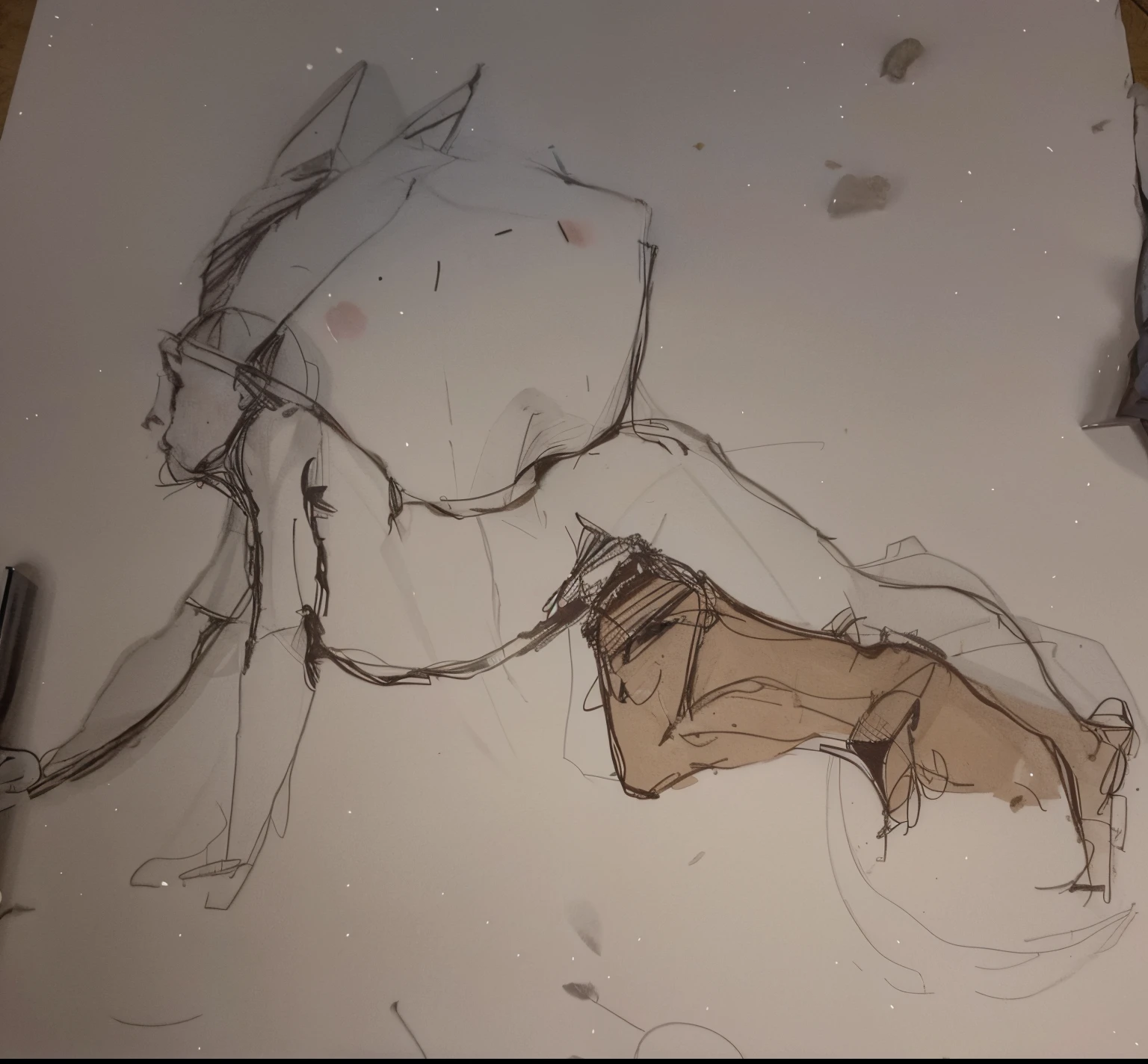 Hombre de rodillas a gatas con orejas de conejo hechas de