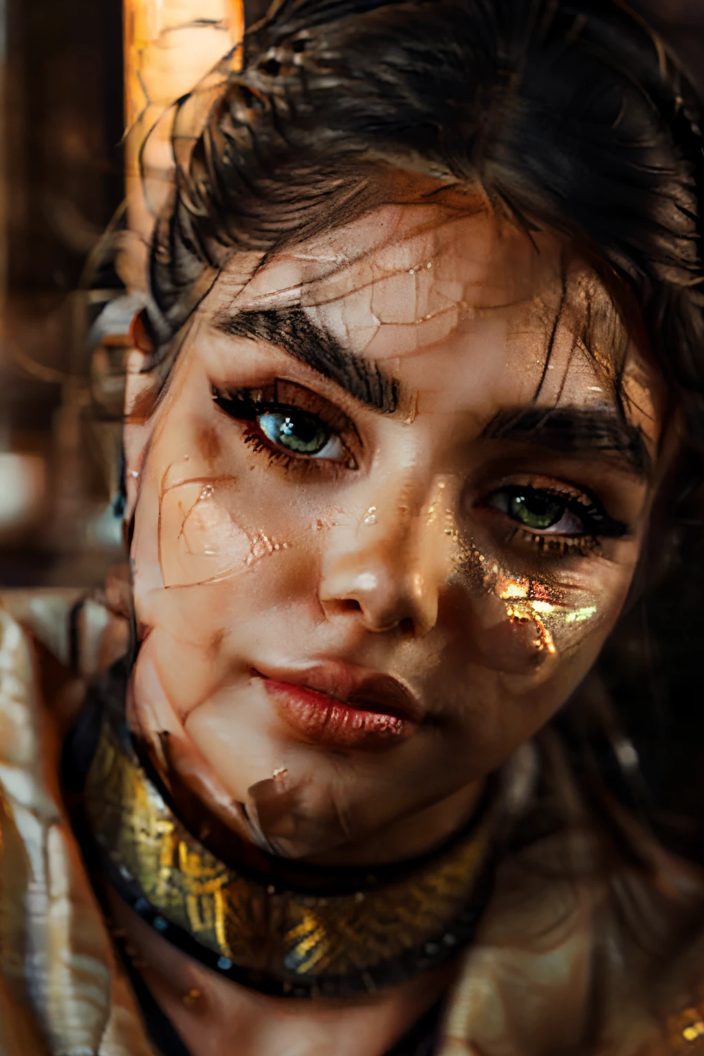 (a young persian woman,portraits,realistic,beautiful detailed eyes,beautiful detailed lips,extremely detailed eyes and face,long eyelashes,natural skin) portrait photo of a young persian woman, with (realistic) and detailed features such as (beautiful detailed eyes) and (beautiful detailed lips). The lighting should be (golden hour lighting) to create a warm and soft atmosphere. She is wearing a (leather jacket) that adds a touch of edge to her look, and a (choker necklace) for a subtle accessory. Her hair is styled in a (ponytail) to give her a casual yet elegant appearance. The photo is taken in (Amsterdam) using a (Fujifilm X-T4) camera with a (50mm lens) to capture the subject with clarity and depth. The final result should resemble the iconic style of (Brandon Woelfel), with his signature use of bokeh and vibrant colors.