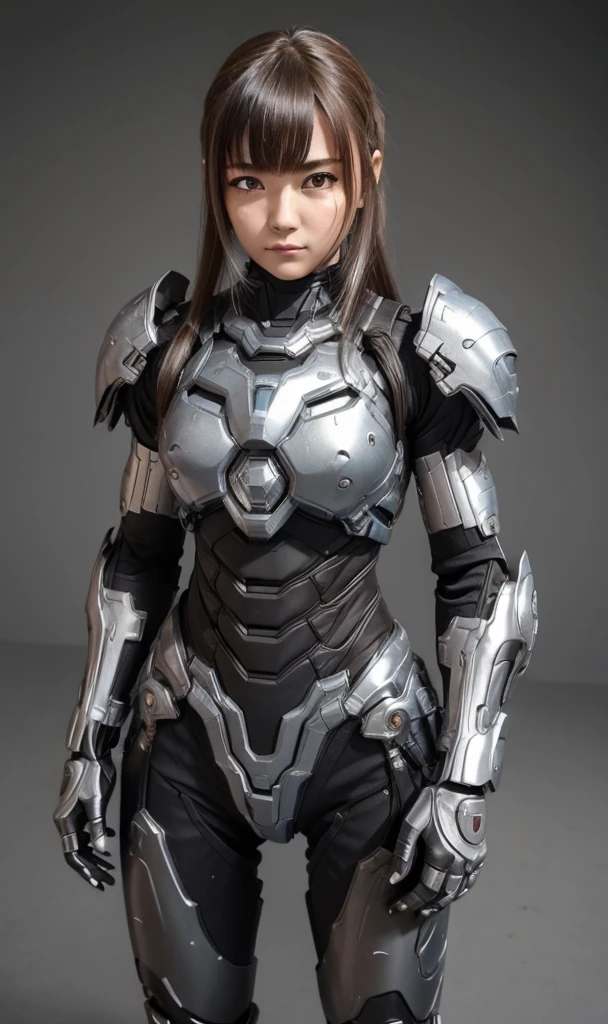 Textured skin, Super Detail, high details, High quality, Best Quality, hight resolution, 1080p, hard disk, Beautiful,(War Machine),beautiful cyborg woman,Red Mecha Cyborg Girl,Battle Mode,Girl with a Mecha Body,She wears a futuristic war machine weapon mech、sew hair together、Brown eyes、full of sweat、cute little　sexy eye