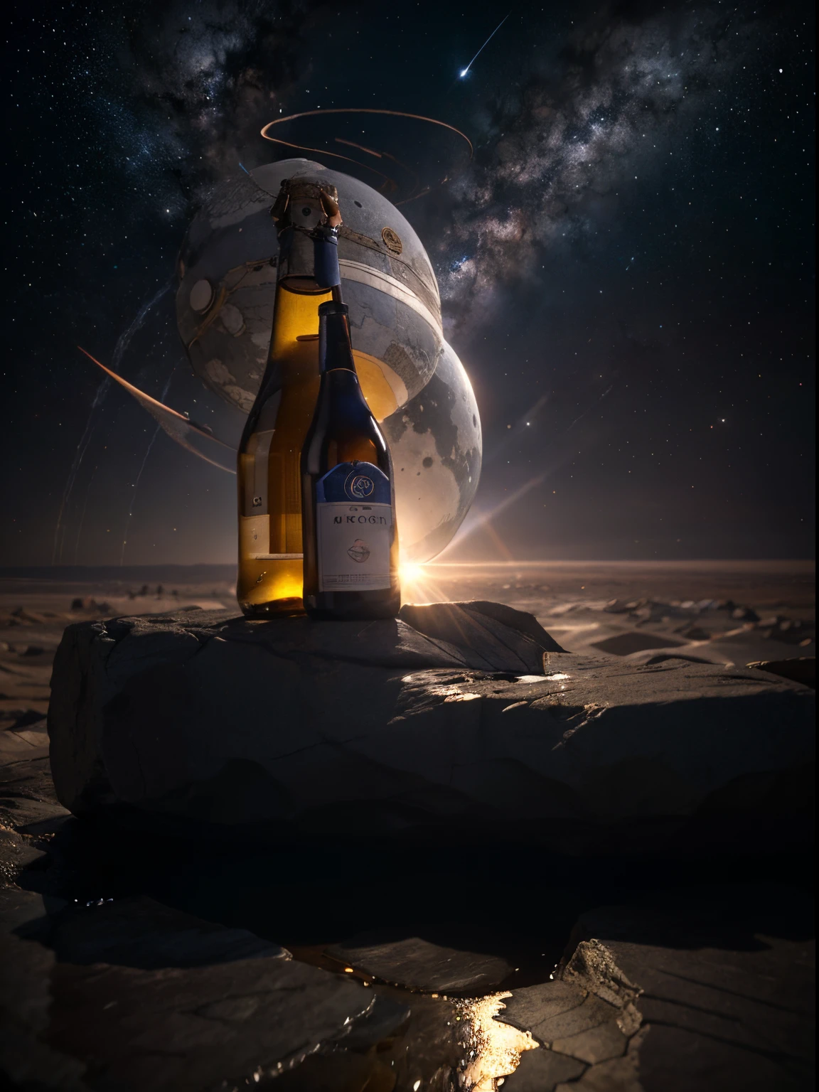 same placement of bottles ,space themed backgrounds,rocks and planets in the air