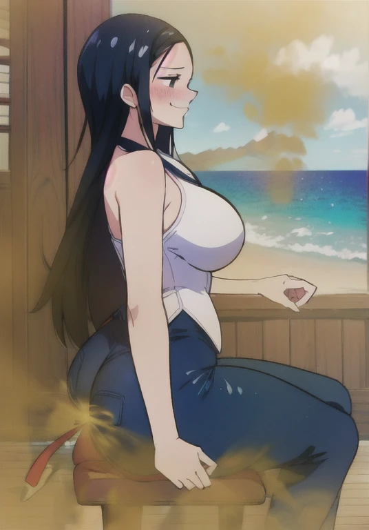 ((nico robin)),((velocity)),Yellow smoke,Attacked by farts, (((Women sitting)),velocity,(Yellow smoke is rising),i'i'i'i'i'i'sunny go ship)),((One Woman)),((A girl smells a fart and smiled faintly)),((fart while saw a view of sea)),sit on edge of ship,((blushing)),(masterpiece:1.2、top-quality)、(the Extremely Detailed CG Unity 8K Wallpapers、ultra-detailliert、Best Shadows)、(细致背景)、(The best lighting、extremely delicate and beautiful)、depth of fields、1girl in、独奏、looking arround her,,Ephemeral,,),()),((((Girl is embarassed when she smells the bad smell of farts)))),,((((profile facing diagonally)))),((i'I closed my mouth with hand feel embarassed...)),(()),((embarassing look)),((massive fart)),((fart text))