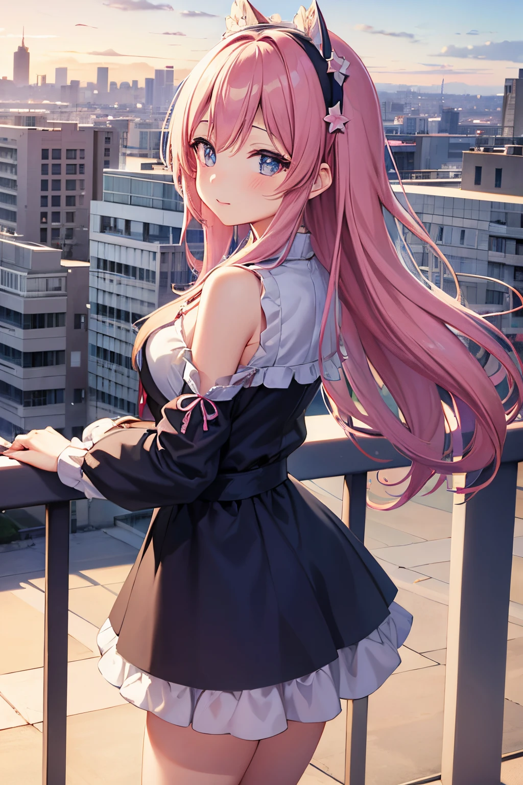 anime girl standing on a balcony with a city in the background, anime moe artstyle, anime visual of a cute girl, hanayamata, seductive anime girl, 4k anime wallpaper, beautiful anime girl, young anime girl, best anime 4k konachan wallpaper, anime wallpaper 4 k, anime wallpaper 4k, anime style 4 k, an anime girl