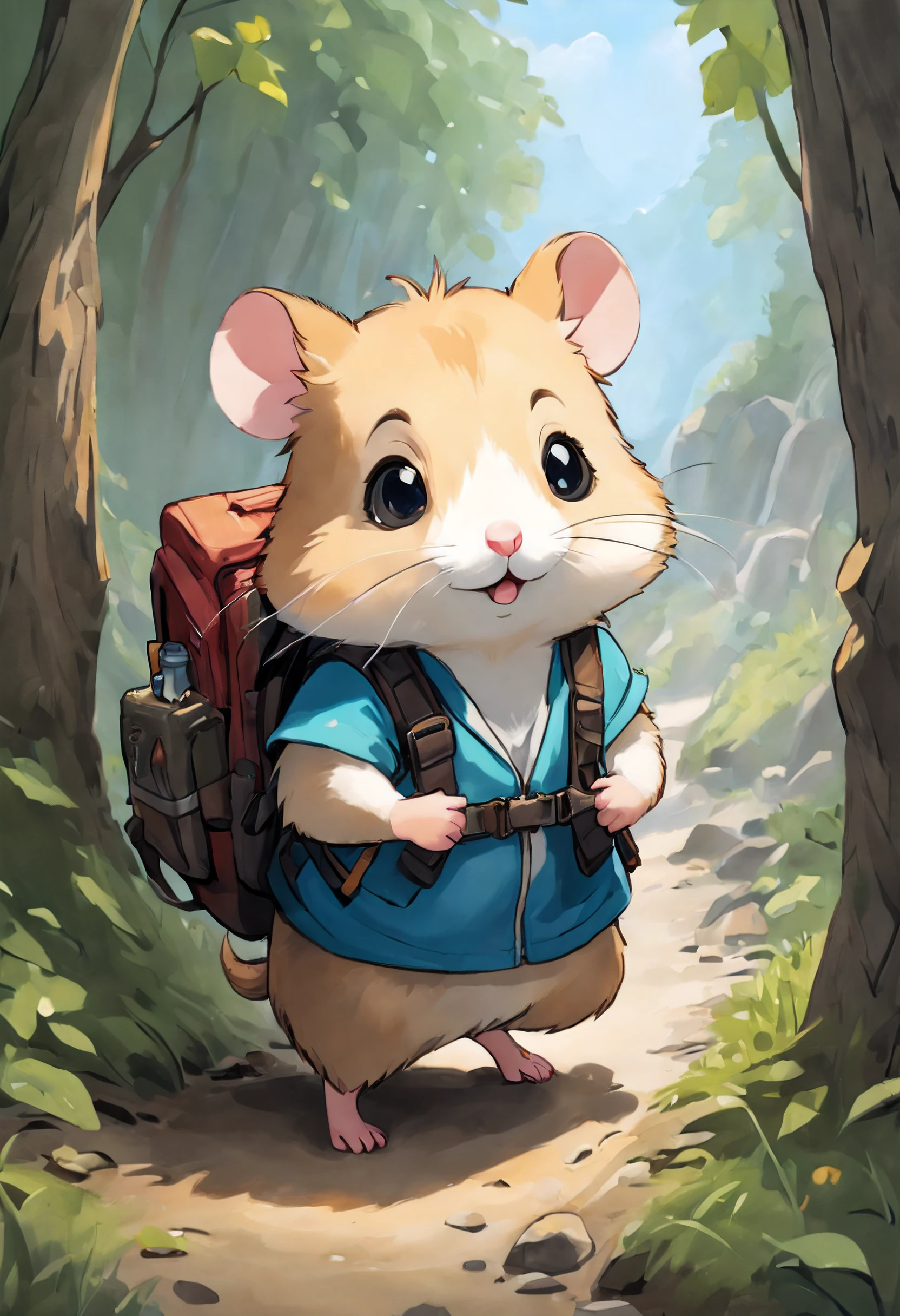 Hamster the Paladin, a pint-sized hero, rides gallantly on the back of an armored frog, their determined expressions capturing the essence of a lighthearted yet courageous quest for adventure.