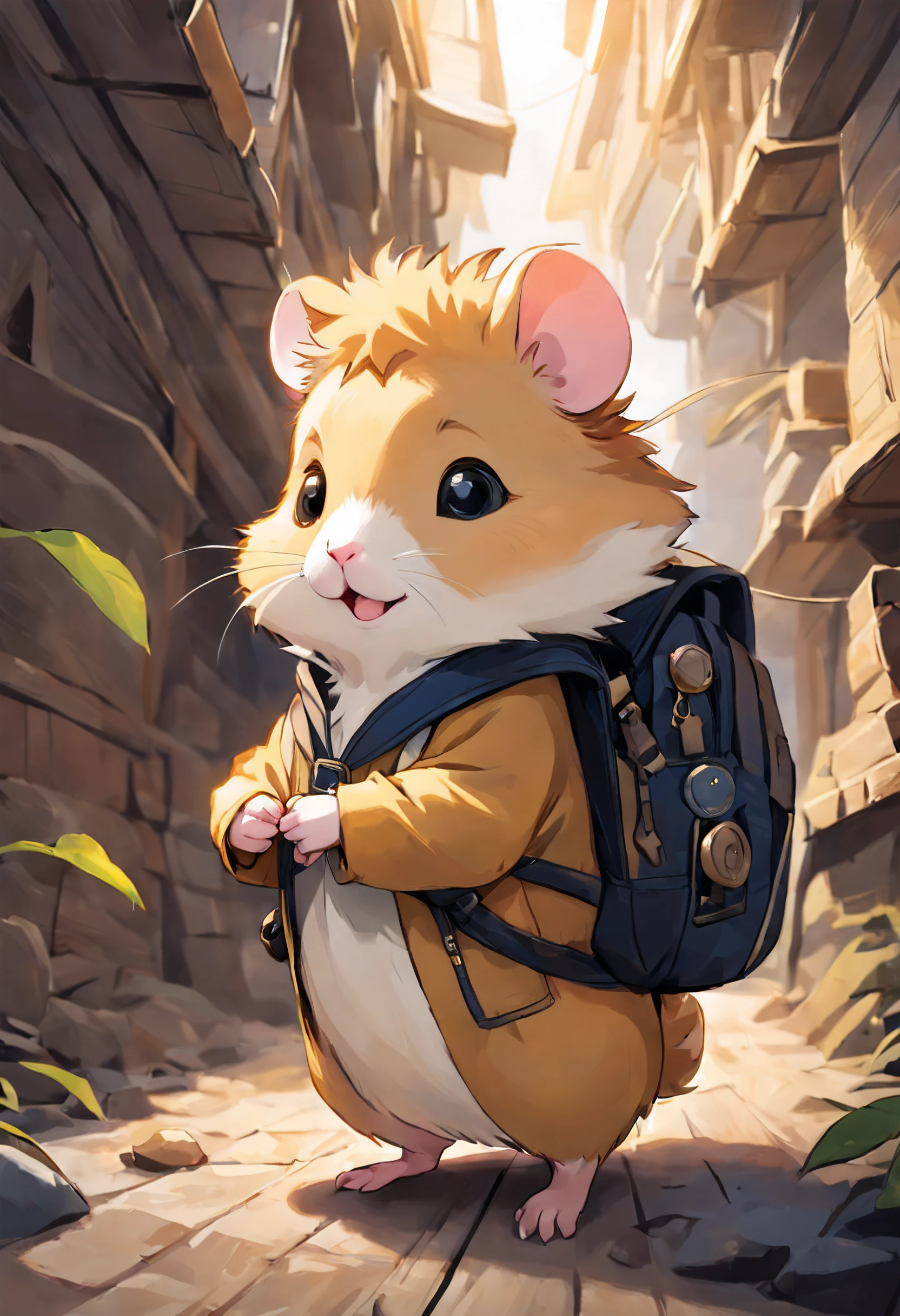 Hamster the Paladin, a pint-sized hero, rides gallantly on the back of an armored frog, their determined expressions capturing the essence of a lighthearted yet courageous quest for adventure.