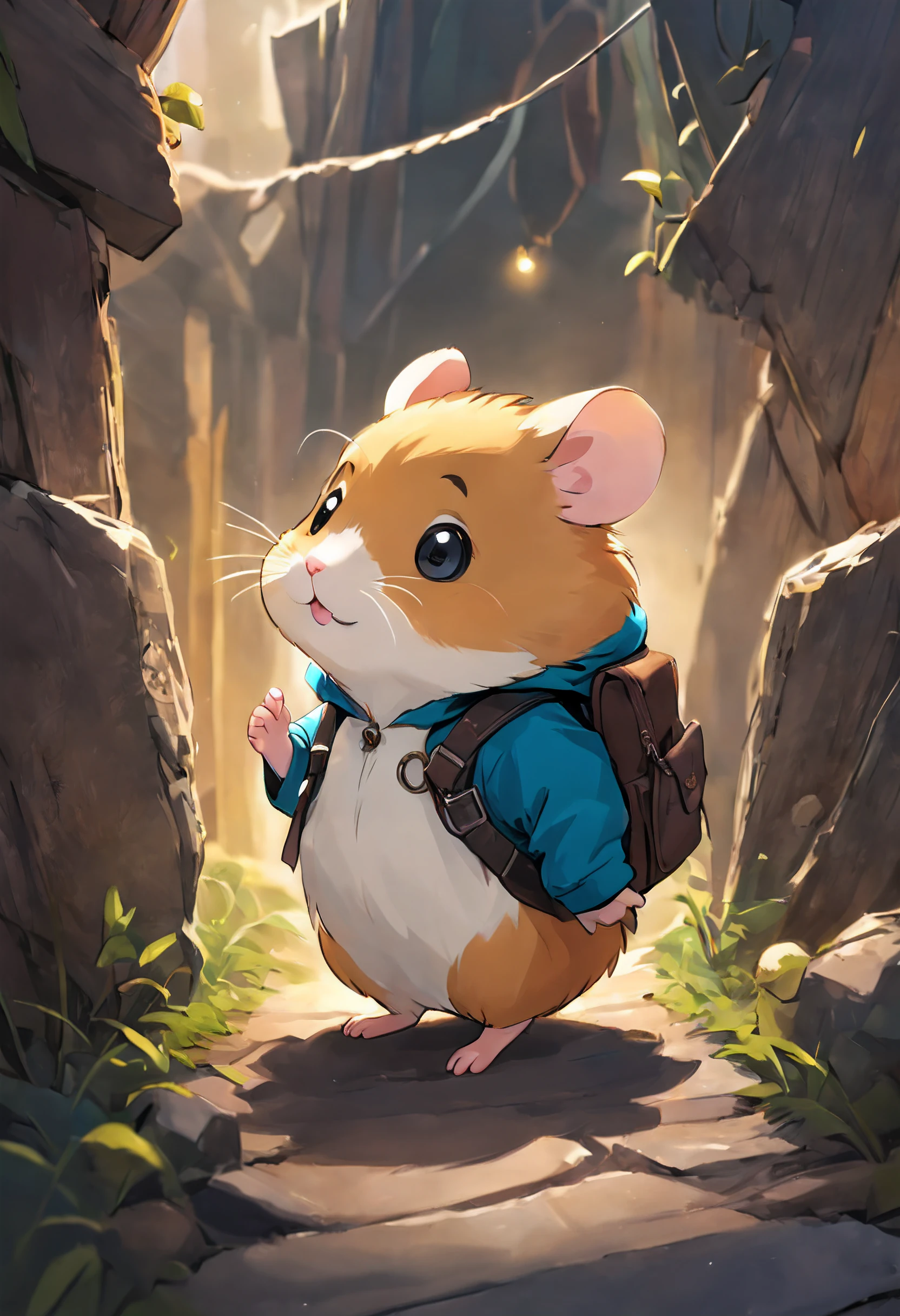 Hamster the Paladin, a pint-sized hero, rides gallantly on the back of an armored frog, their determined expressions capturing the essence of a lighthearted yet courageous quest for adventure.