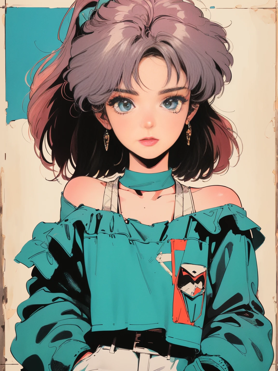 ((((Стиль аниме 90-х,Стиль 1990-х,1970s anime,have the style of folk portraits,Retro style posters,retro fashion in chicano style,Renaissance, retro style inspiration retro, stone visual aesthetic style, Details, hand-drawn, fresh and clean appearance,))))(Masterpiece:1.2, Best Quality,Top Quality,Epic Quality,UHD), (intricate detials),((head tilts,hands in pocket,)) 1lady, 独奏,minimal makeup, Natural fabrics,Innocent, Traverse faces,((rich background,)) ((Remains of a rock wall,))Copper hair,{Short hair|bold sidelocks|Highly visible strands of hair|natural curved|ahoge|glitter hair clip|Braiding a ponytail},Clair, fringe, Franja na dough,incredibly_absurd students,pleated skirt, (((saggy breasts))), Madura's Face, Detailed Face, ((Ultra-detailed, Lovely)), (geometric:1.2),)), ((Off the shoulders,frills,sleeves past wrists,Hot Pants,white stockings,))Ray Tracing,Illumination of God,God Ray)),((extremely_Detailed_eyes_pa_s face)),(beautiful and aesthetic: 1.2),Brilliant,incredible funny quality,)),((extremely_Detailed_eyes_pa_s face)),(beautiful and aesthetic: 1.2),Brilliant,Ultra-precise image, Ultra-detailed image,bokeh (85MM SHOT),(((delicate fingers and hands:0.55))::0.85))),(Detailed fingers),