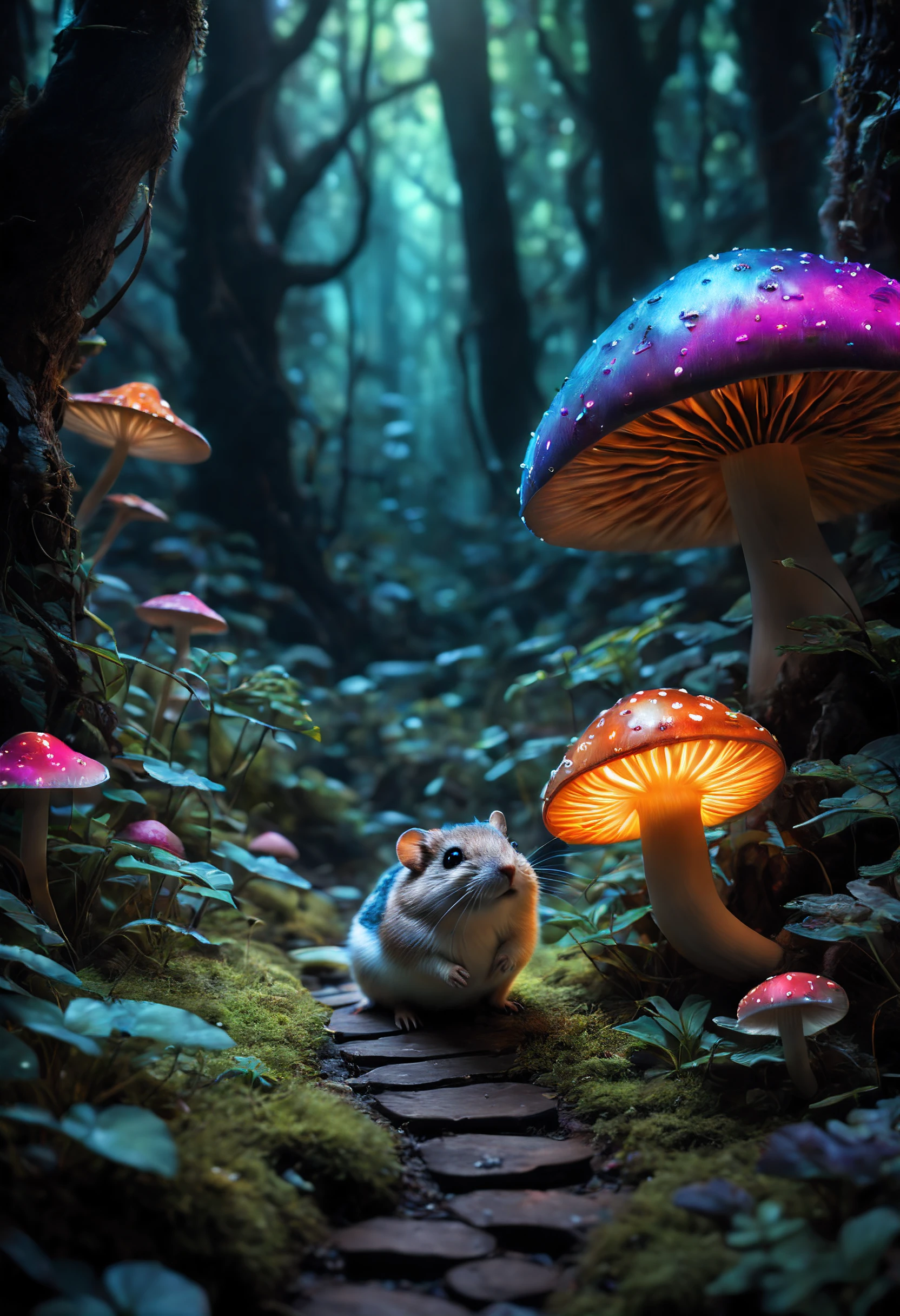 Hamster the Paladin, a pint-sized hero, rides gallantly on the back of an armored frog, their determined expressions capturing the essence of a lighthearted yet courageous quest for adventure.