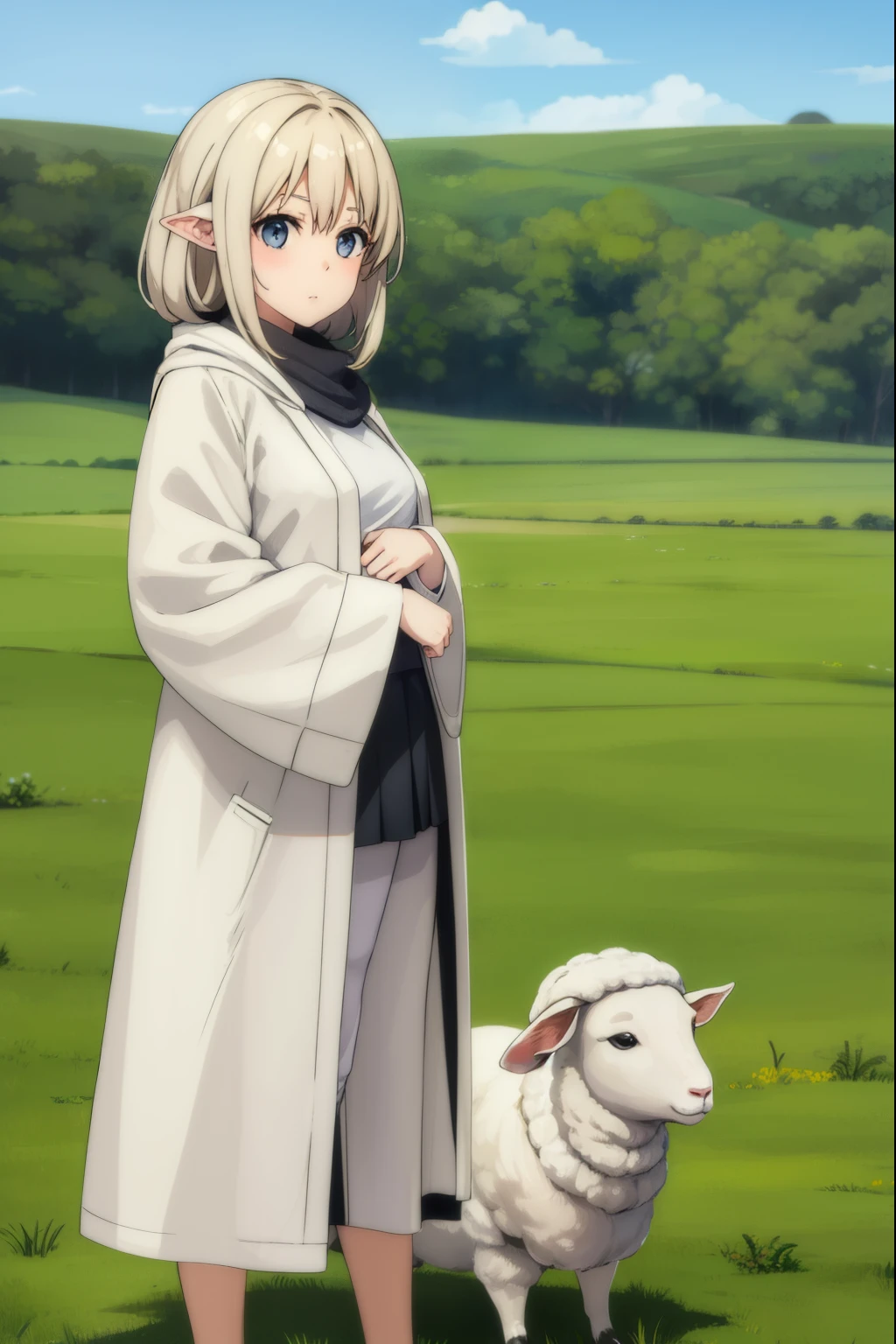 cute girl, Sheep, ewe, adult girl
