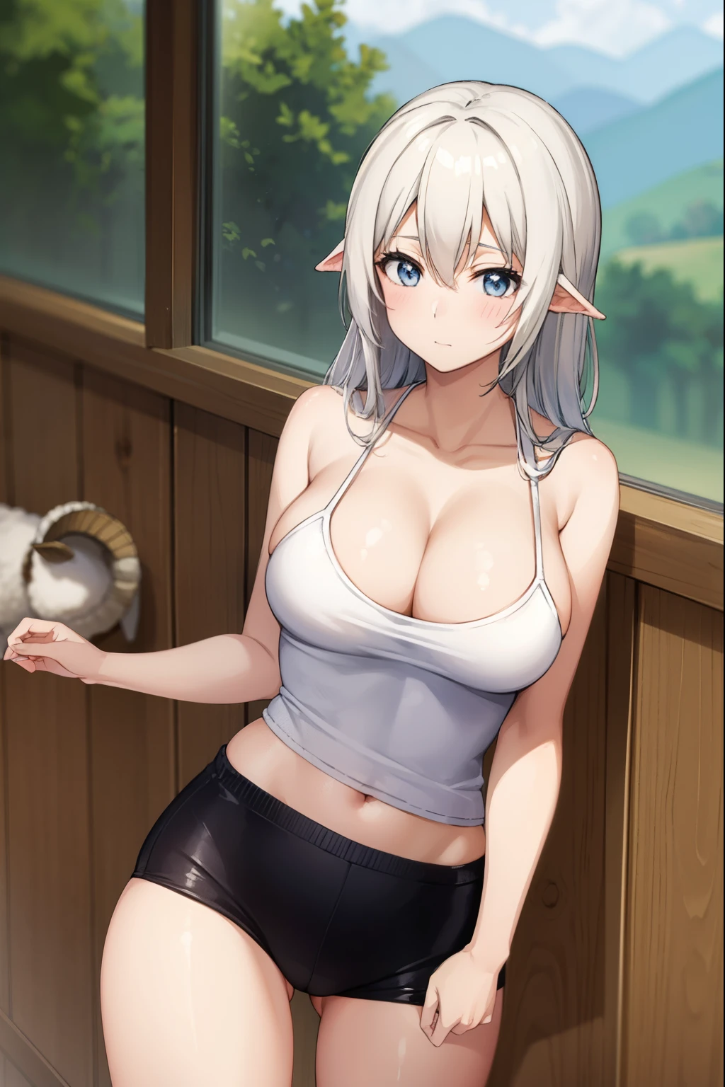cute girl, Sheep, ewe, adult girl, sexy body