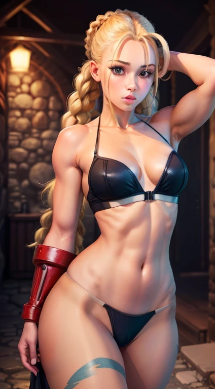 the best possible quality, (Ultra resolution 8K), mulher bonita, blonde hair with braids, usando boina, A mais linda de todas, cabelo longos, Corpo perfeito, Micro Lingerie, Cute Character Cosplay, rosto detalhado, nariz detalhado, boca detalhado, olhos detalhado