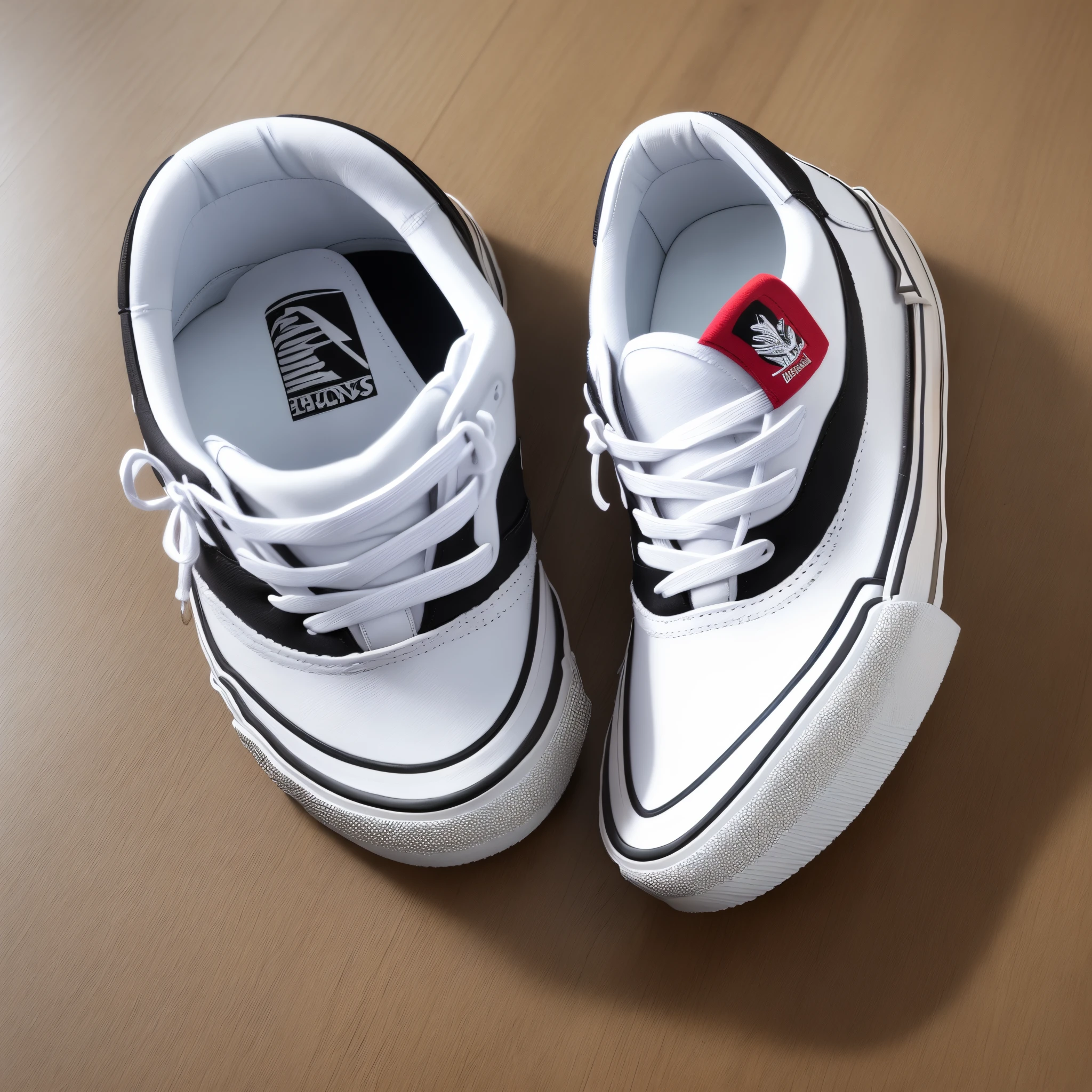 All white midtop vans shoes with a custom paint design