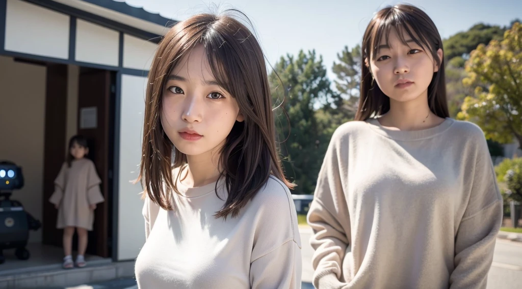 best quality,masterpiece,ultra high res,(photo realistic:1.4),1girl,looking at viewer,robot,japanese woman,