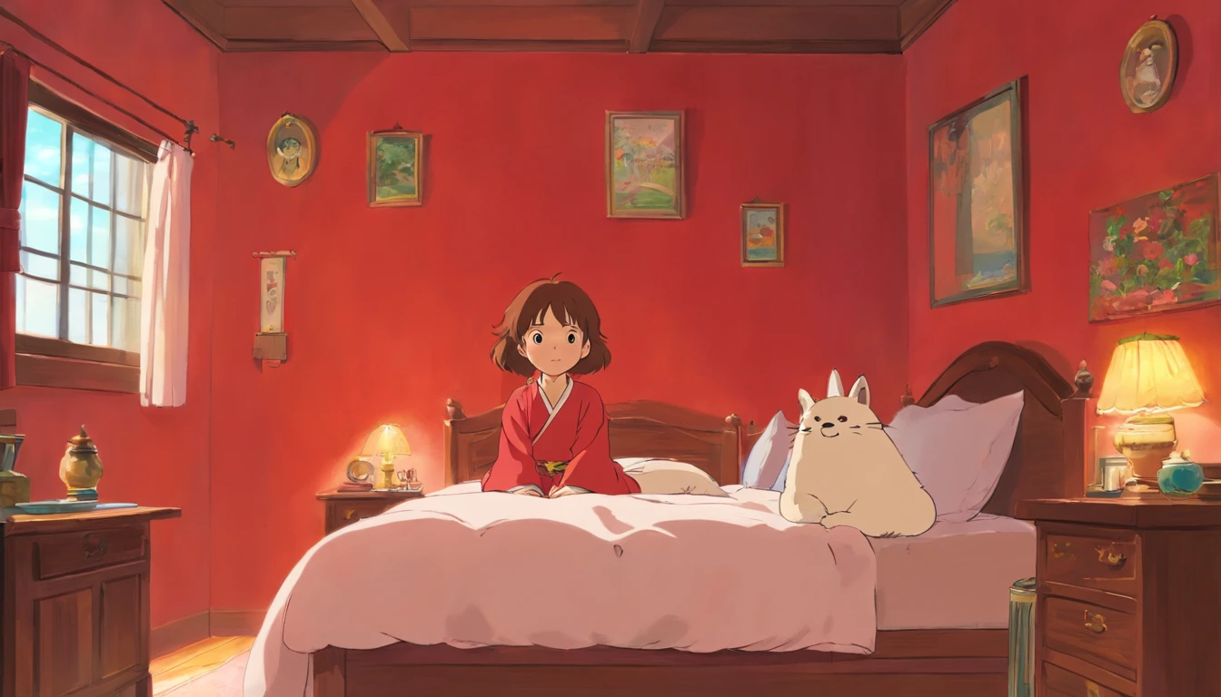 Younger sister,,Red clothes,Sleep in the bedroom,