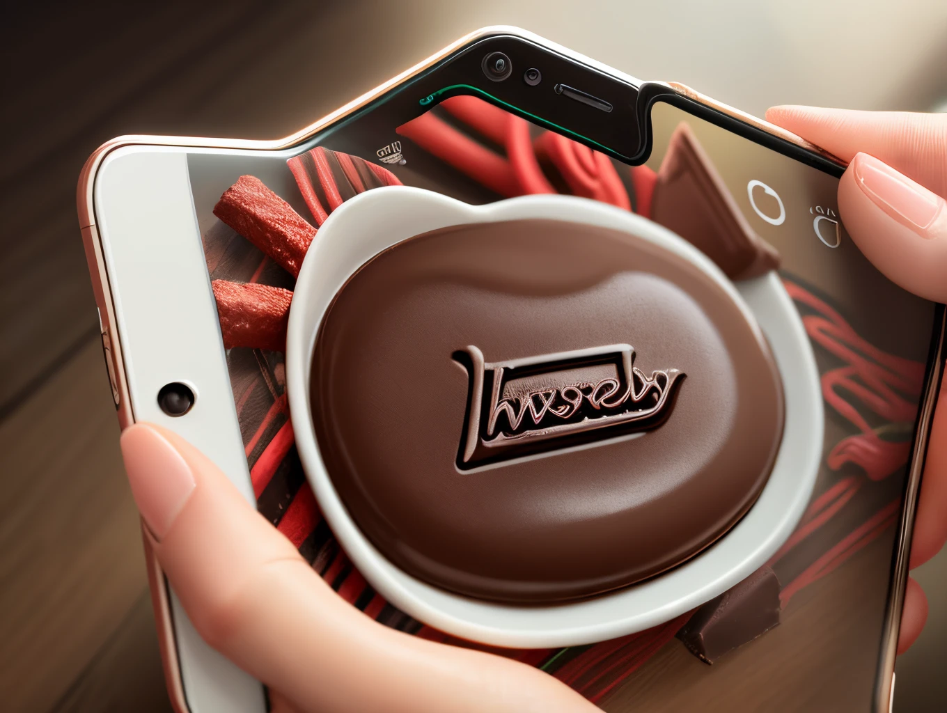 Hershey Chocolate and Twizzlers collaboration ad campaign on social media with phone frame around image