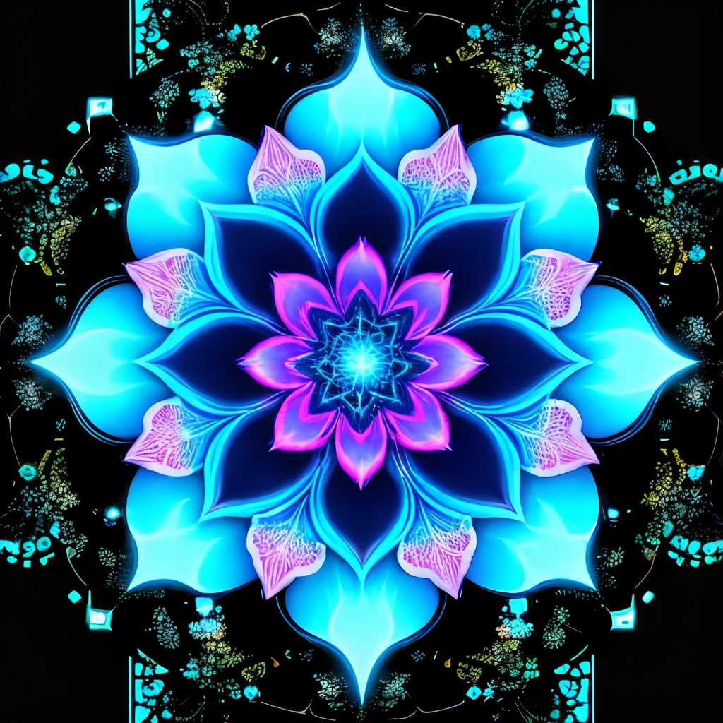 a computer generated image of a large flower, a hologram, behance, generative art, fractalism, quantum wavetracing, luminescence