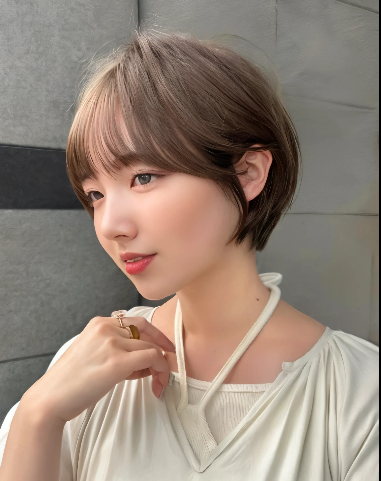 ((top-quality、8K、​masterpiece:1.3))、Detail Women:1.3、(Short short hair、Cardigan:1.1、ultra -detail、the detail、eyelid、side bangs、