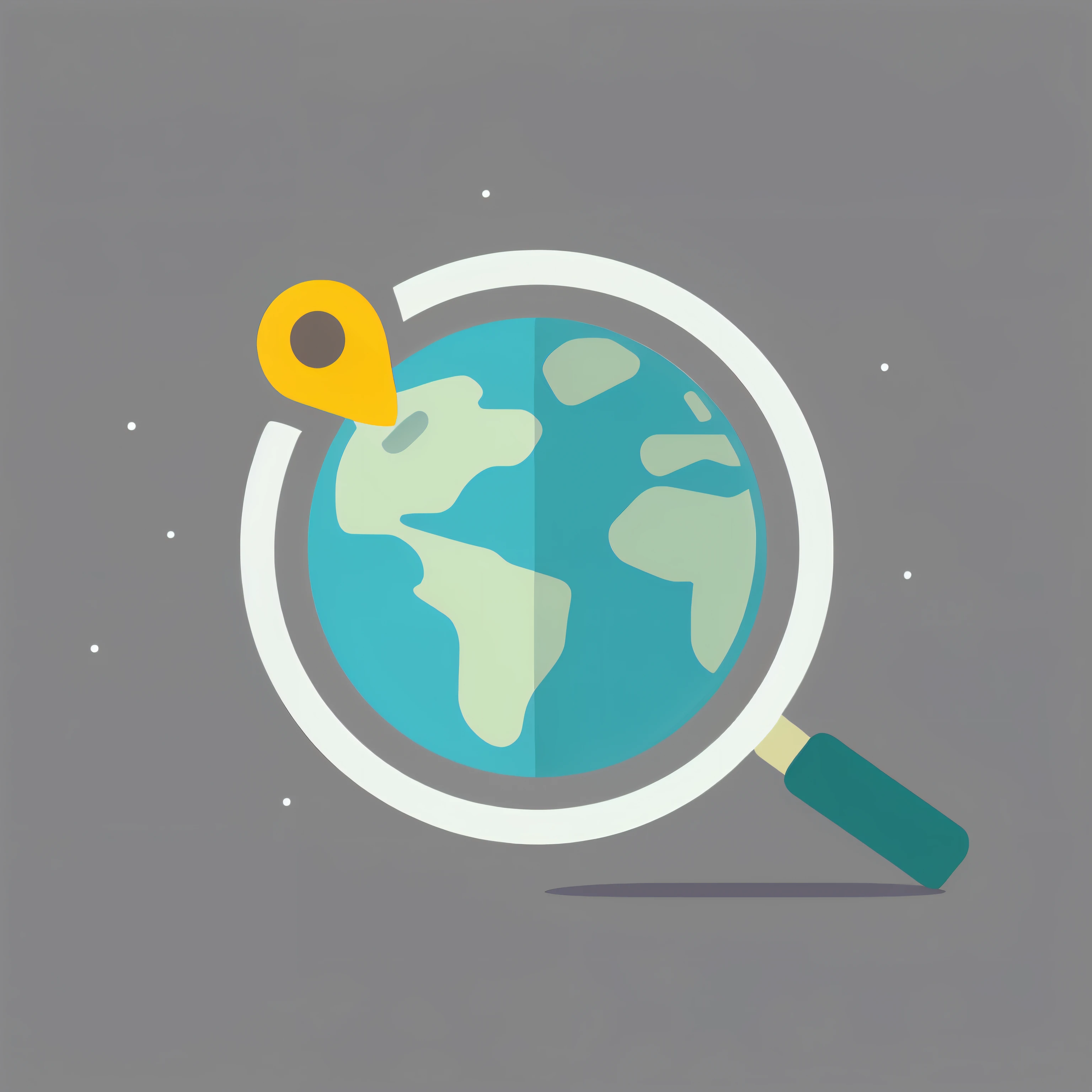 Look at the earth with a magnifying glass, flatillustration, flat vector graphic, flat icon, globe on top, shaded flat illustration, Simple 2D graphic design, Vector graphics, Explorer, flat 2 d vector art, Flat, Simple illustration, Planar vector, flatcolors, detailed 2d illustration, tourist attraction, around the world