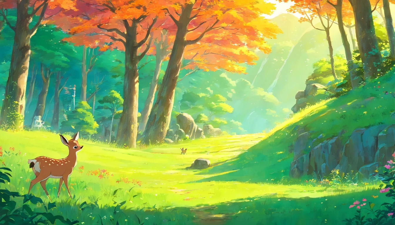 A fawn,Faraway view,far away
