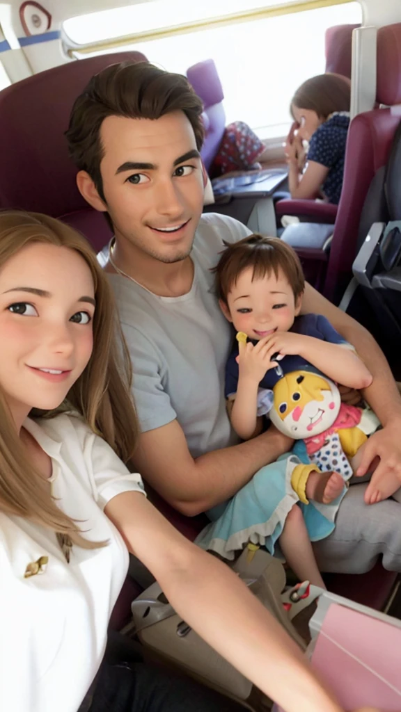 famille souriante en voyage