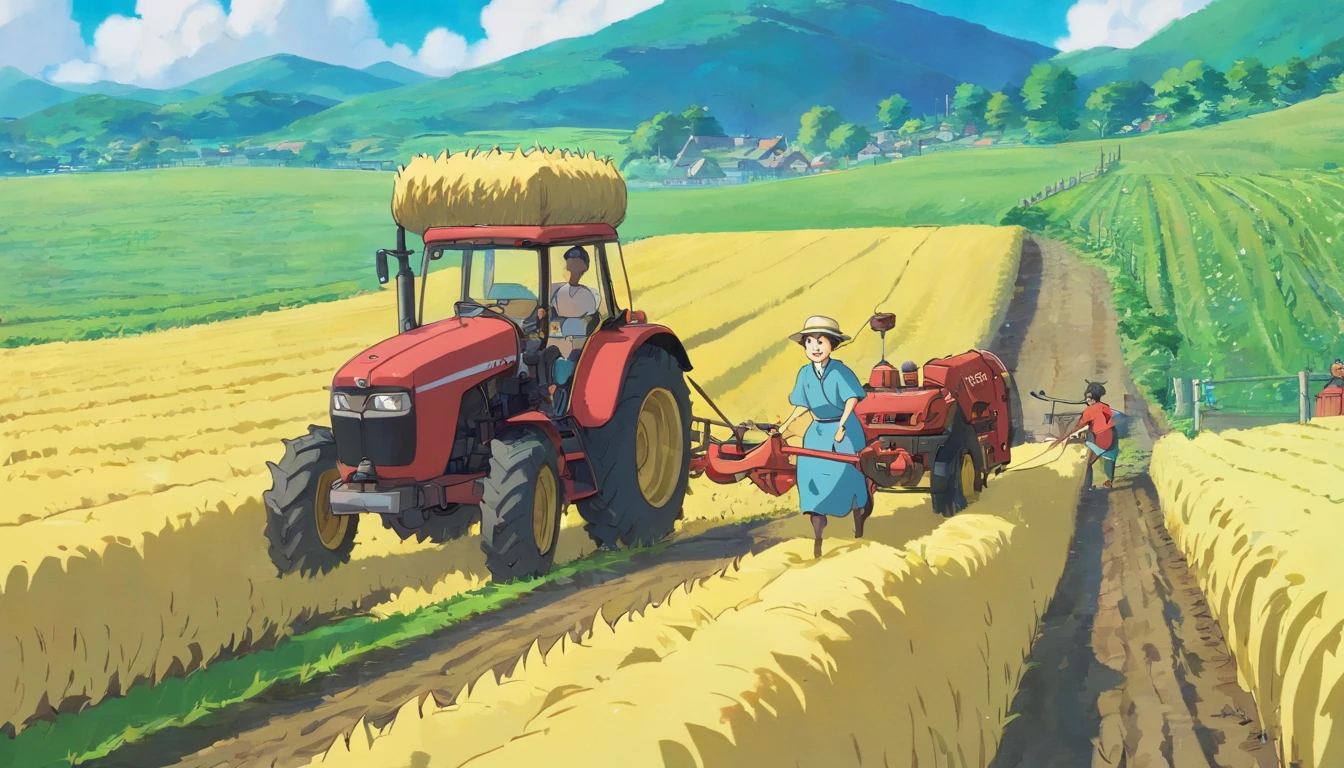 Farm，Farmers plowing the land，Close-up，Only the face，ssmile