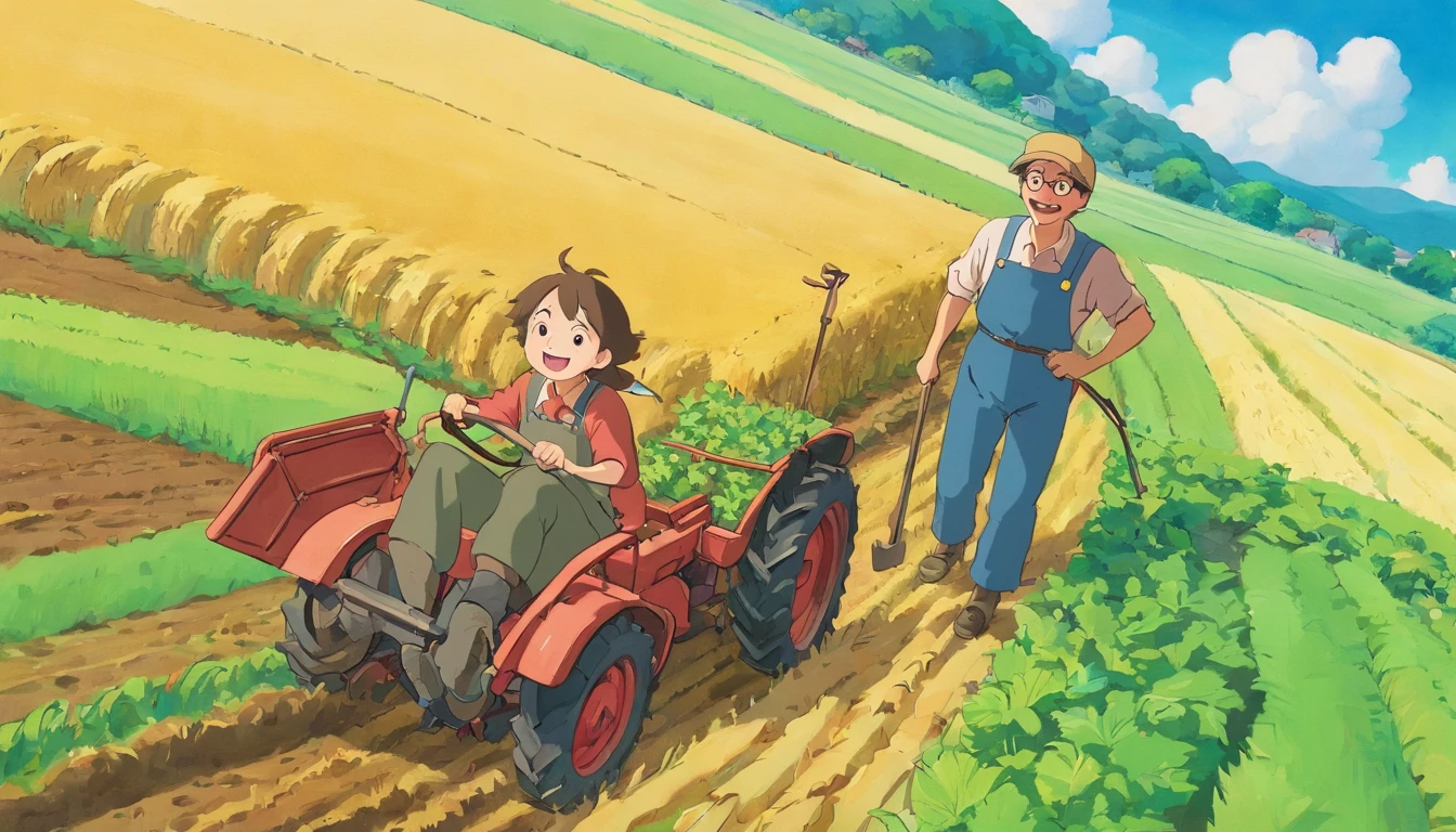 Farmers plowing the land,Close-up,Only the face,ssmile