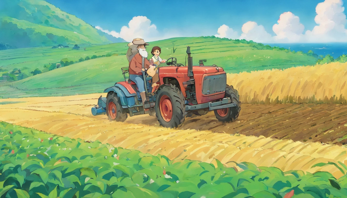 Farmers plowing the land，Close-up，Only the face，to talk