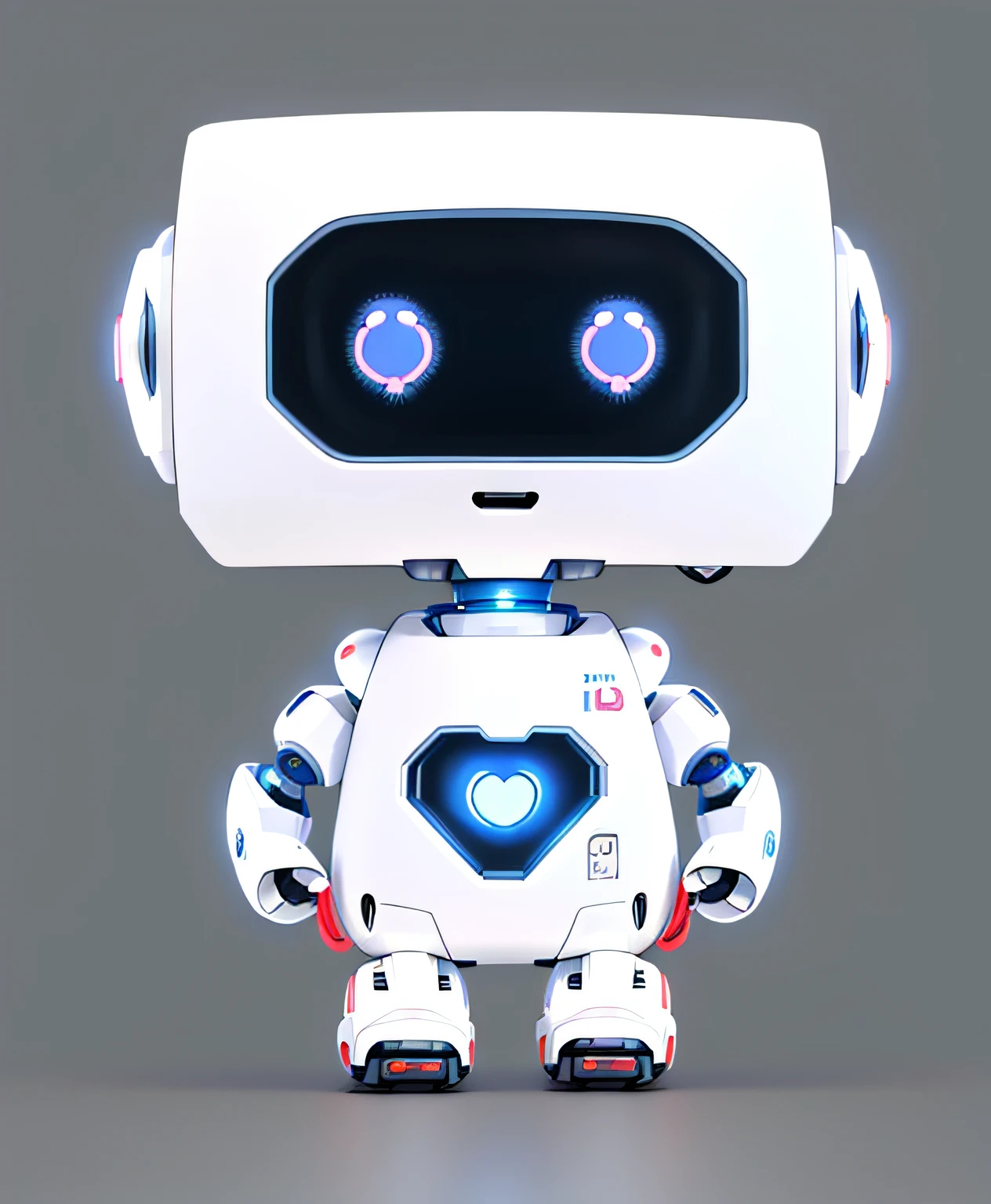 A robot with a heart on its chest, Cute and friendly robot, Cute humanoid robot, humanoid robots, robot with human face, Cute robot, friendly robot, Artificial intelligence as the theme, Doctor robot, Friendly humanoid medical cyberbot, droid, friendly robot, view is centered on the robot, Icon for the AI application, white robot, Powerful artificial intelligence terminal C4D