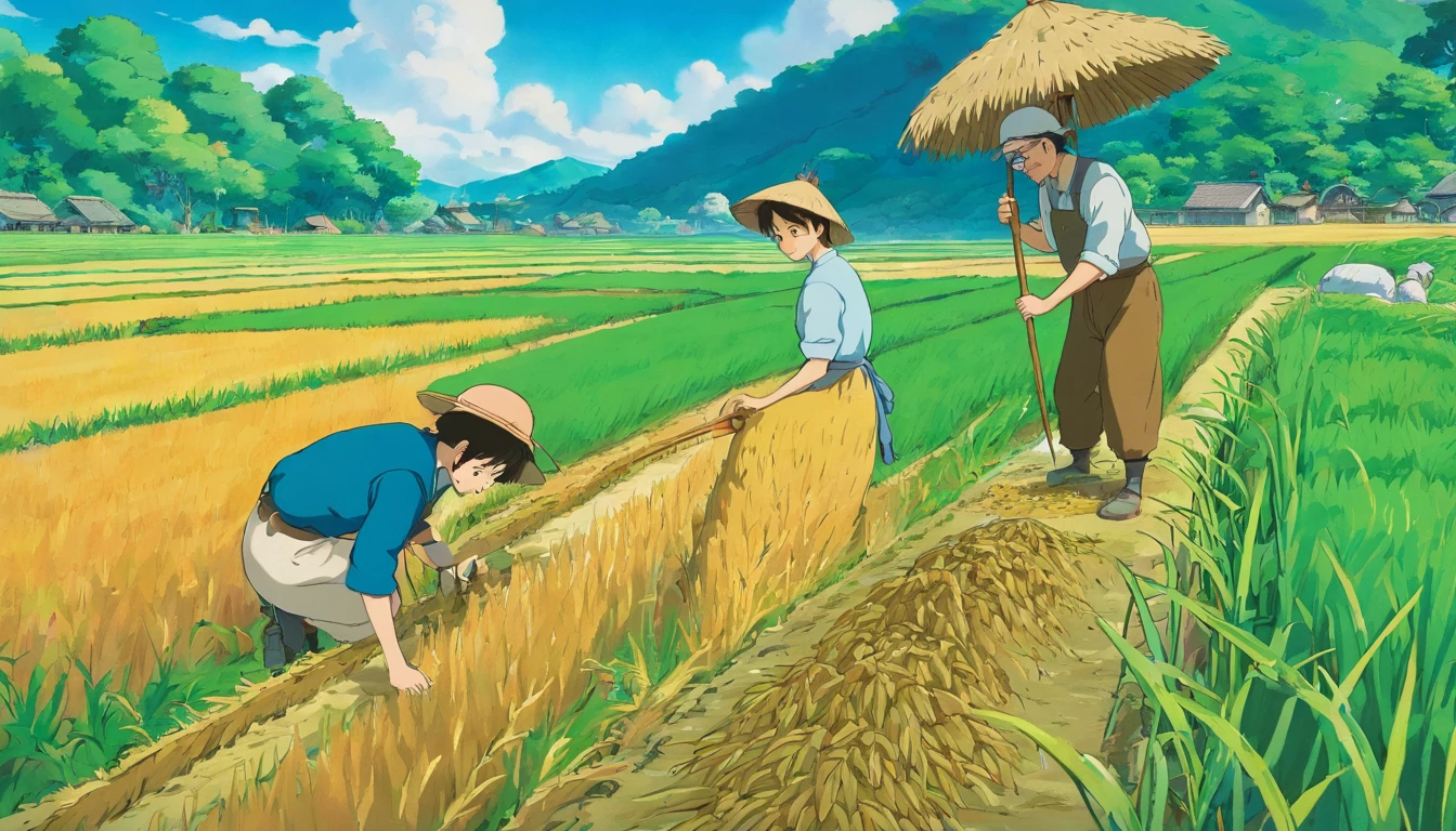 Farmers planting rice