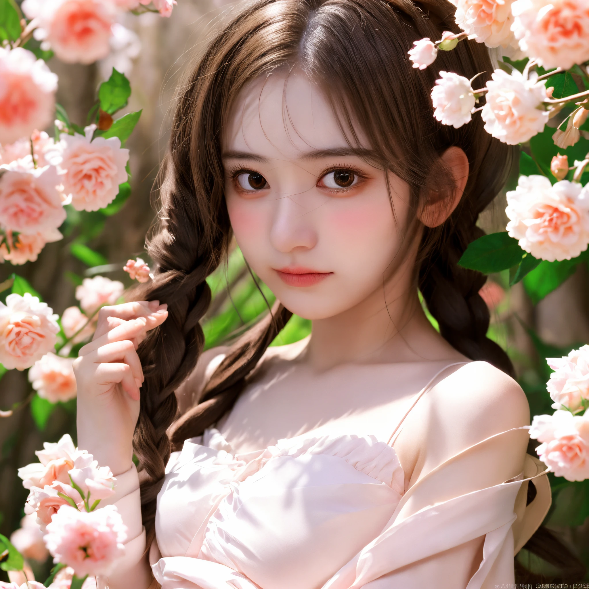 best quality,masterpiece,illustration,an extremely deciple and beautiful,extremely detailed,CG,unity,8k wallpaper,Amazing,finely detail,master,best quality,official art, extremely detailed CG unity 8k wallpaper, ridiculous, incredibly ridiculous, huge file size, super detailed, high resolution, very detailed, pretty detailed girl, very detailed eyes and face, beautiful detailed eyes, light on face, (Hanfu: 1.1), 1girl, Chinese white Hanfu, tall figure, full body photo, big breasts, bangs hairstyle, holding flowers