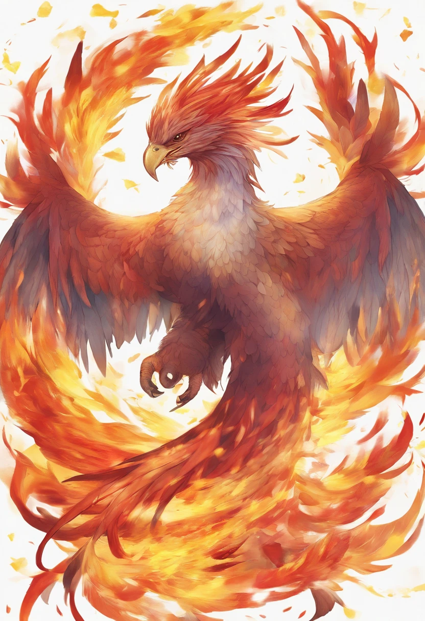 il y a un oiseau qui vole dans le ciel avec une plume, a digital painting by Yang J, Gagnant du concours pixiv, Art fantastique, artwork of a phoenix, ''wallpaper of a phoenix, Oiseau ardent, &#39;&#39;Paper peint d&#39;un phénix au repos, Phoenix dans le feu, Dragon phenix, with fiery golden wings, Inspiration from Phoenix, Phoenix rises from the ashes, Phoenix Rising