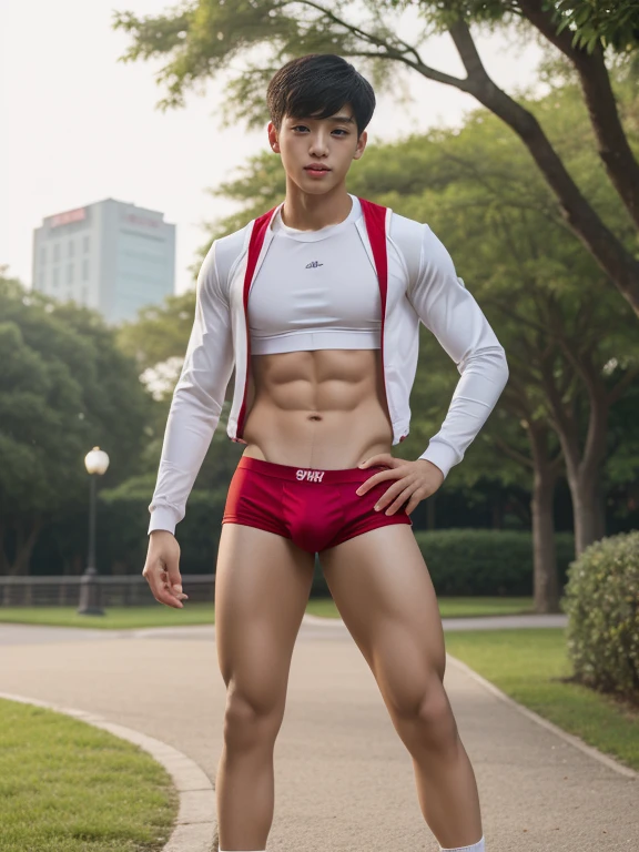 teenagers , young , light-skin , wearing an dark red sexy underwear, tmasterpiece,k hd,the feet,Transparent sports vest,semi transparent,black long socks,The barefoot , red colour , handsome and cute , extreme cute boy , white skin , dark red underwear boxers shorts , extremely tall and cute boy ,oppa model , handsome model , full body , dark red boxers underwears short shorts , black socks , white light-skin , Chinese model , young boy , white skin , handsome and extremely cute , red boxers underwear shorts , long black socks , handsome model , at the park , jogging , model oppa , long legs , jogging , running , high knee black socks ,black long socks , stand up , extremely tall , extremely high , red underwears , red sports underwear , long black socks , clean and white legs , Chinese model , extremely long legs , looking at the camera , clean and white thigh , heavy bulge , kid face , baby face , wearing jacket , red underwears boxers , light and white skin , Chinese model