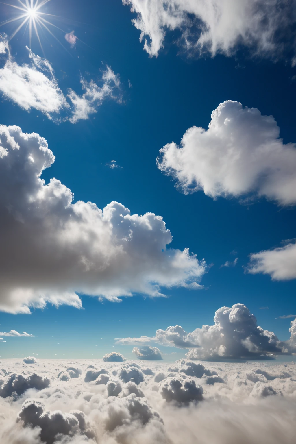 High resolution landscape of foamy milky clouds, highly detailed