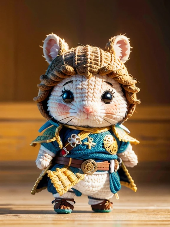 ZhenXian\(wanou\), a cute hamster illustration, brave warrior, medieval style, 3d animation