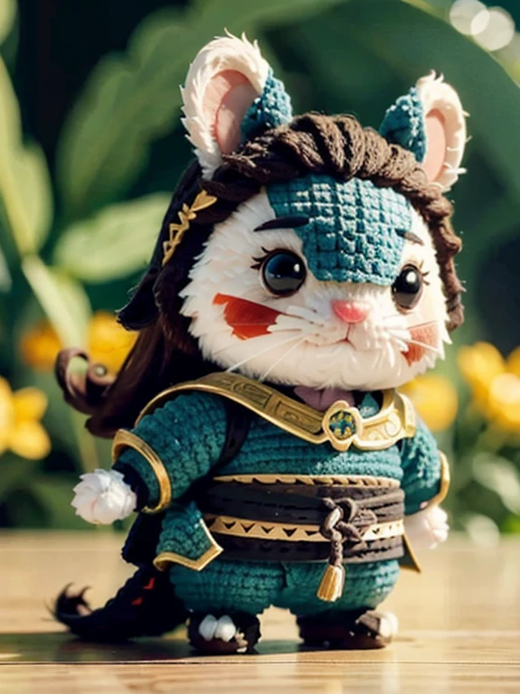 ZhenXian\(wanou\), a cute hamster illustration, brave warrior, medieval style, 3d animation, breavest warrior