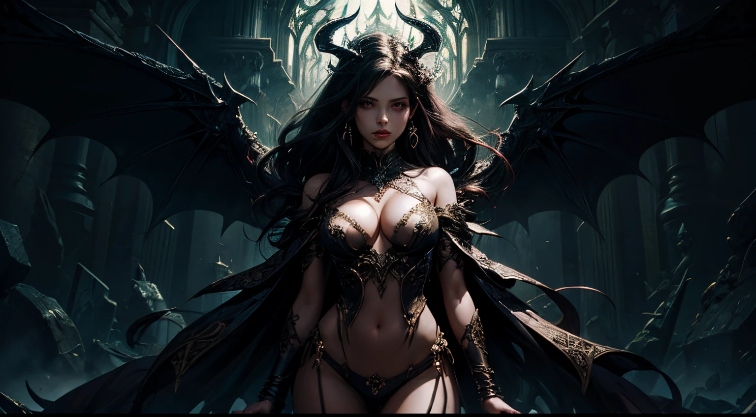 succubi, Sensual posture, (bust)， concept-art, dark fantasy background, abstract beauty, the ultra-detailed, dramatics，Gorgeous palace