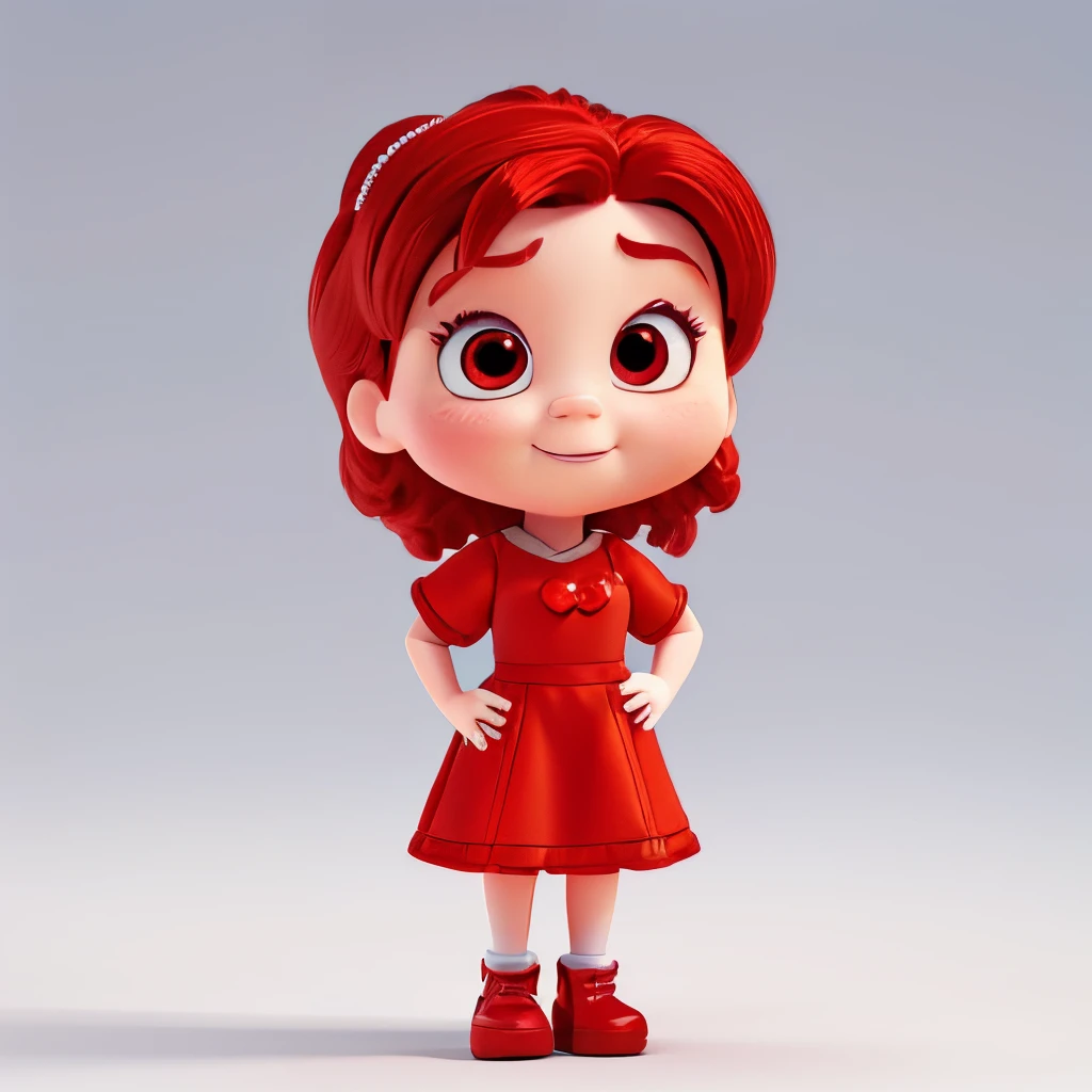 Close up of red doll, Cute Pixar Characters, 3D model of the mascot, Pixar cute character design, Portrayed as a Pixar character, As a Pixar character, Ideal Pixar Character, cute characters, Pixar Portrait 8K Photography, Pixar Characters, Pixar Renderman Rendering, cute 3d rendering, anime character, close up character, ((Simple background)), ((No background)), ((White background))