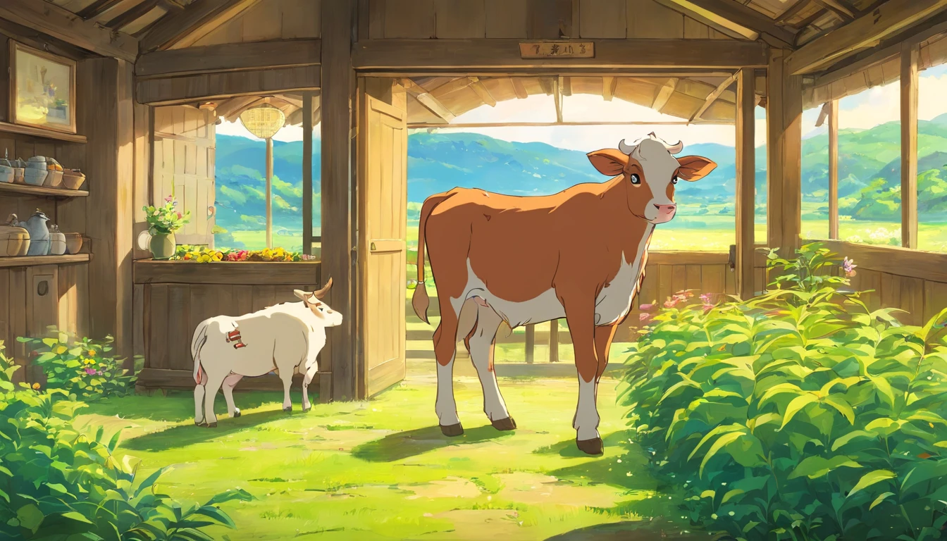 Inside the farm,A calf,Faraway view