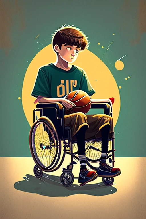 illustration for a film about a disabled boy,who dreams of playing basketball