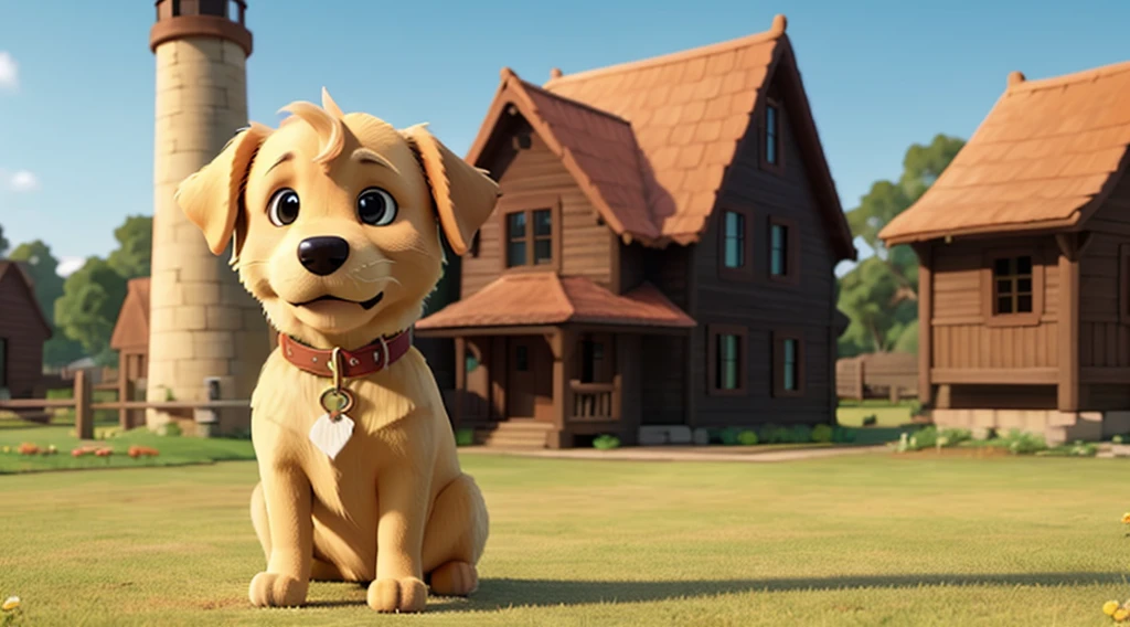 A golden retriever lives in a small village