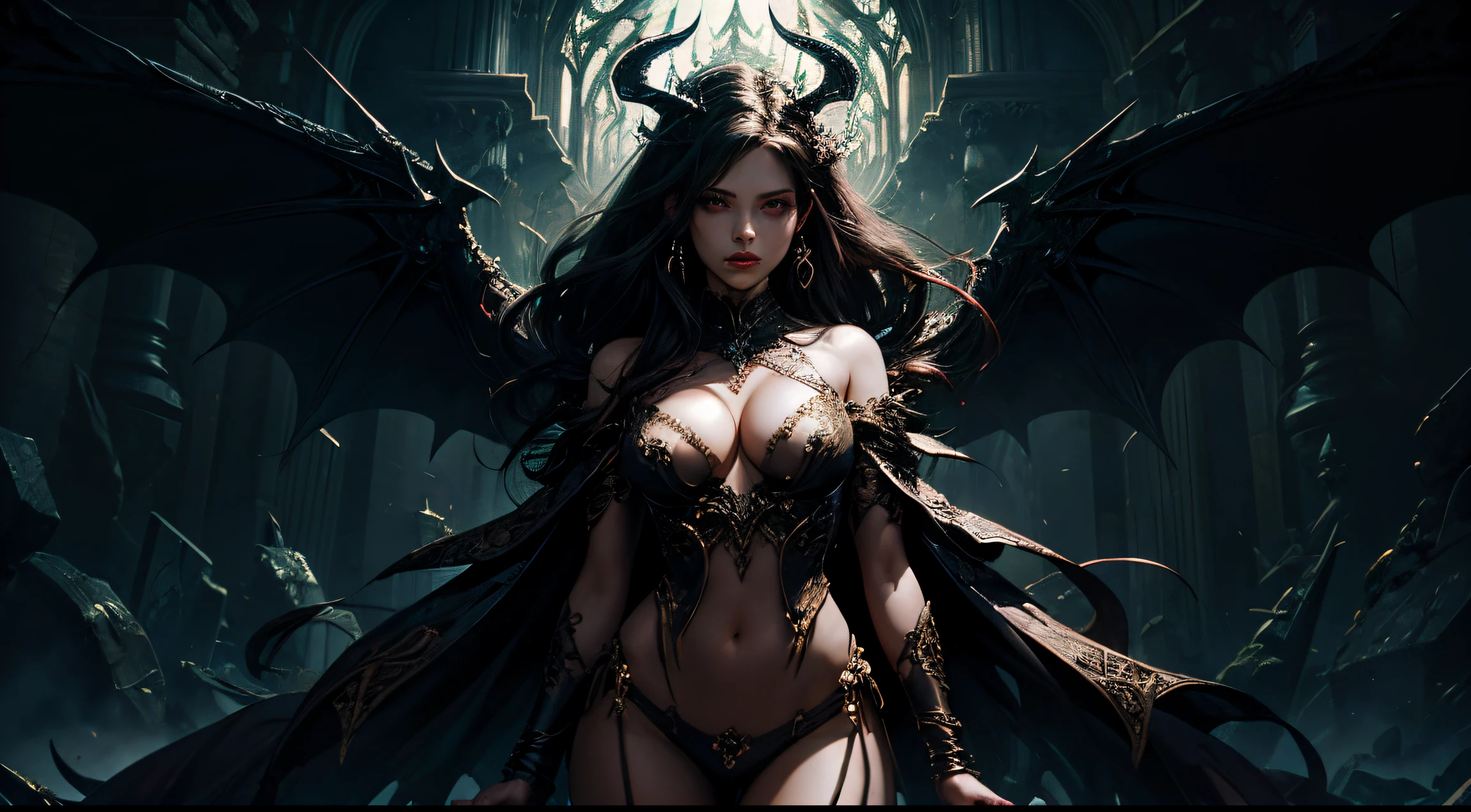 succubi, Sensual posture, (Broken)， concept-art, dark fantasy background, abstract beauty, the ultra-detailed, theatrical，Gorgeous palace