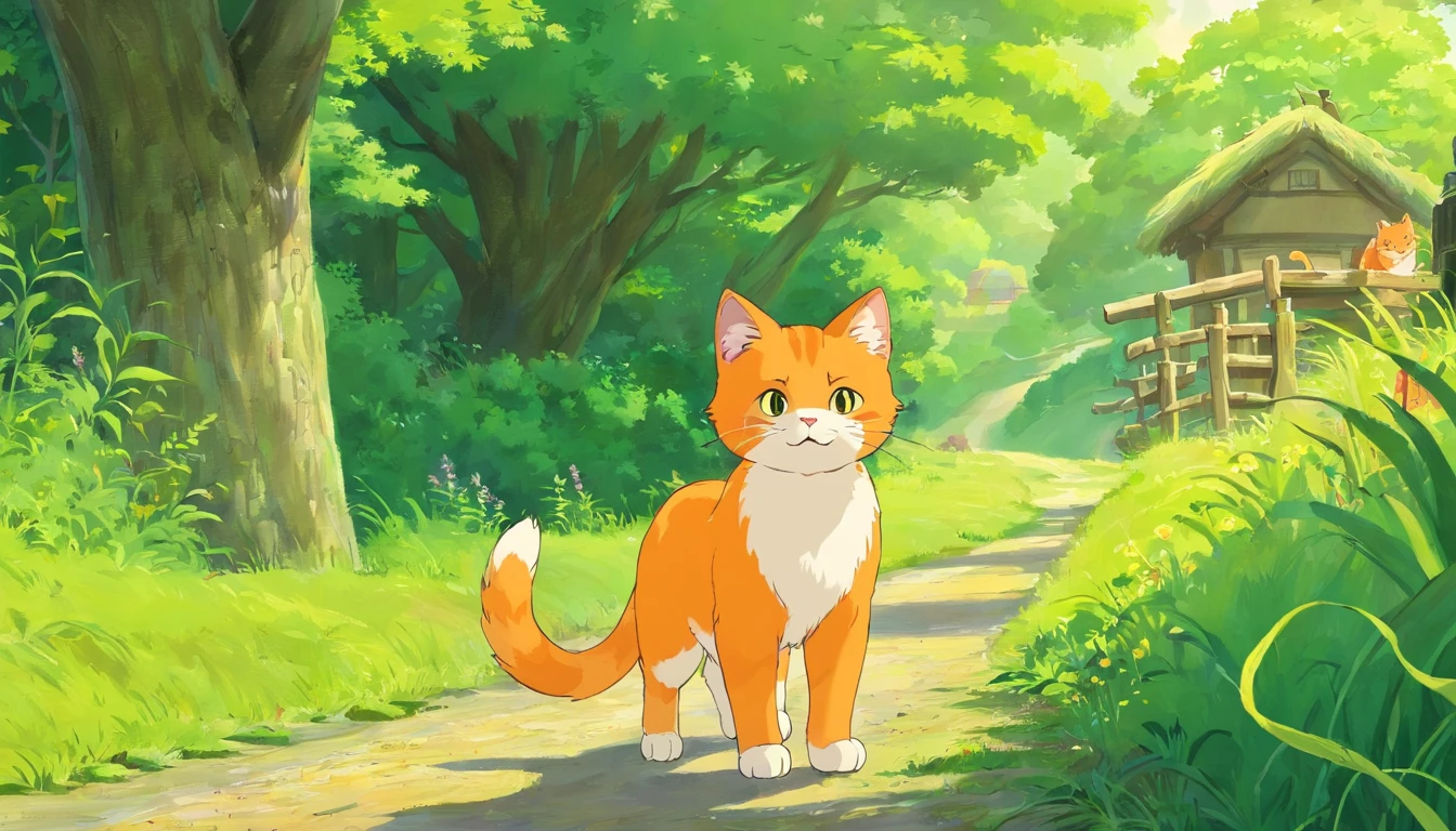 Orange kitten,Beside the farm road
